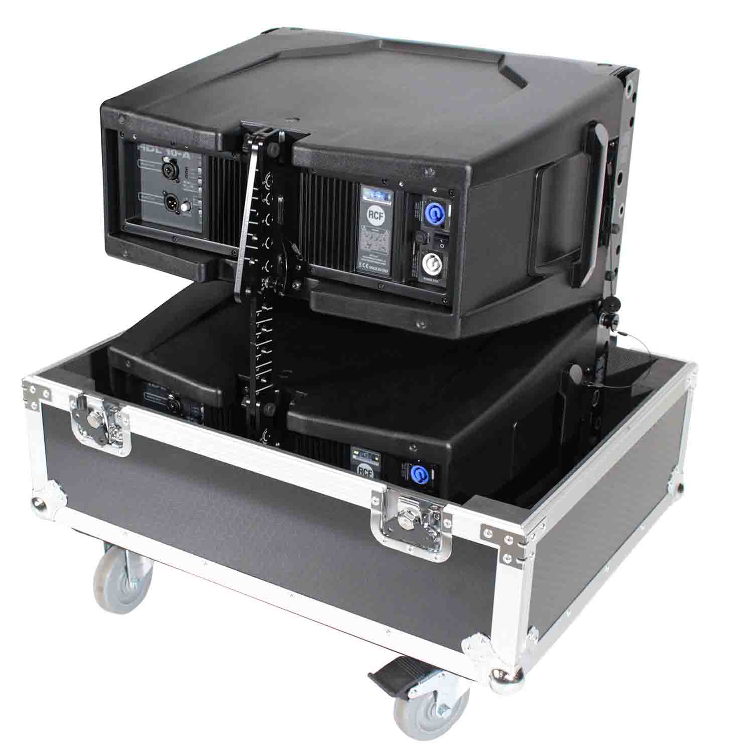 ProX X-RCF-HDL10AX2W Flight Case for 2x RCF HDL 10-A Line Array Speakers with 4-inch Wheels - Hollywood DJ