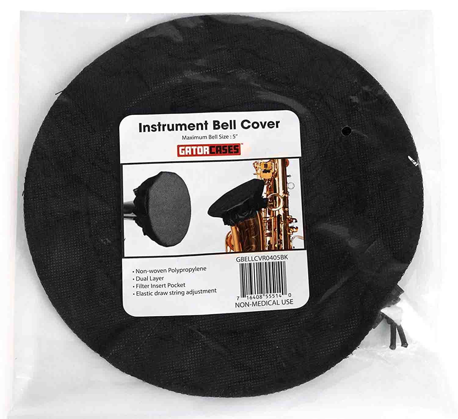 Gator Cases GBELLCVR2021BK 20-21 Inches Bell Cover with MERV 13 Filter - Black - Hollywood DJ