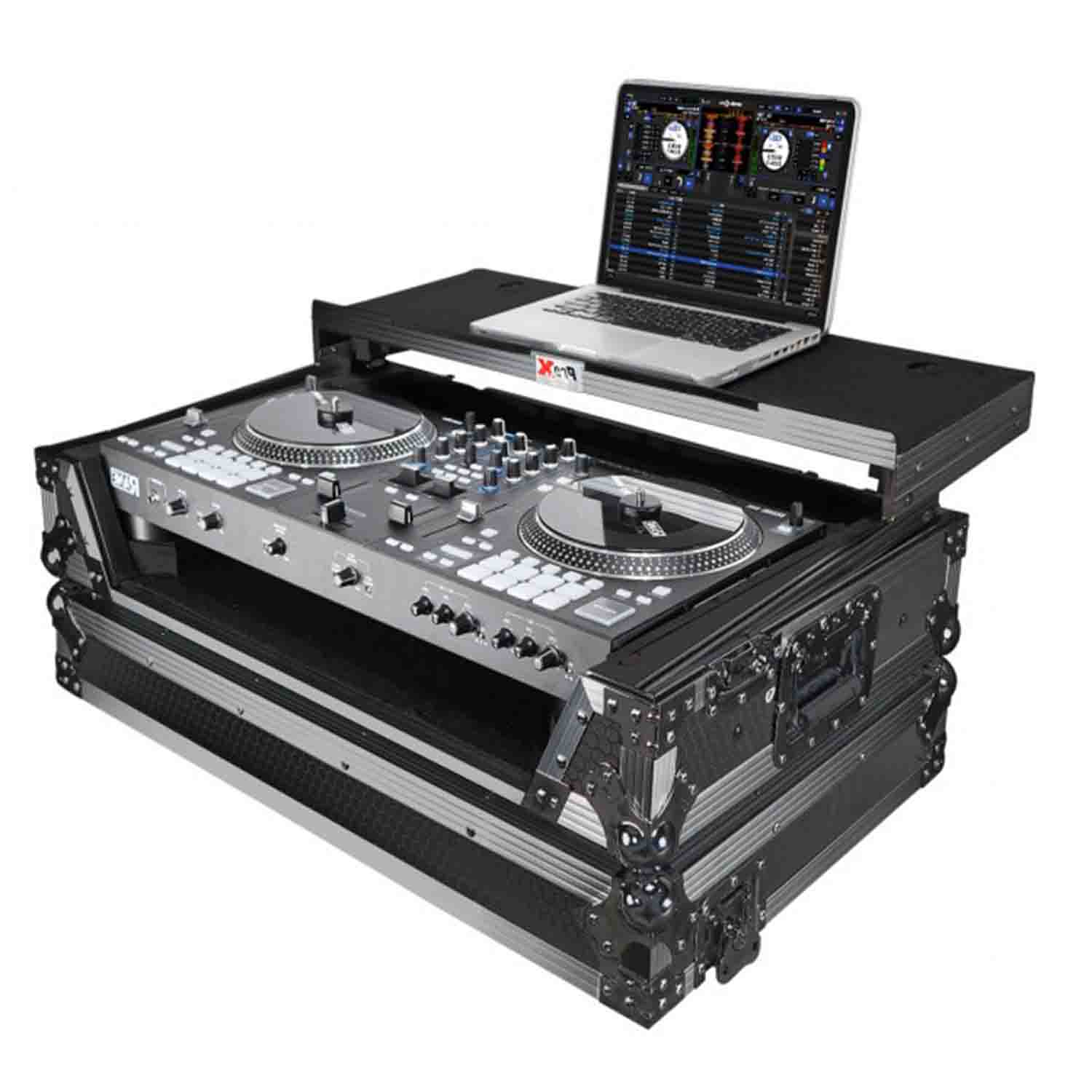 ProX XS-RANEONE WLTBL DJ Flight Case for RANE ONE DJ Controller with Sliding Laptop Shelf & Wheels - Black on Black - Hollywood DJ