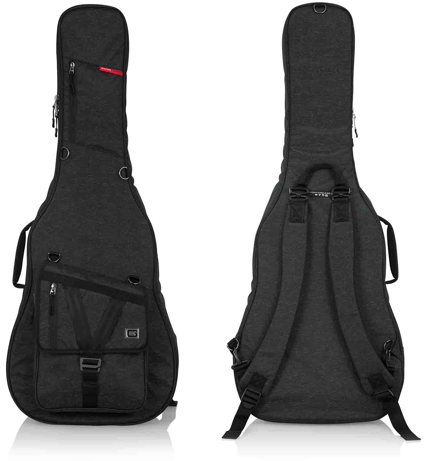 Gator Cases GT-ACOUSTIC-BLK Transit Series Acoustic Guitar Gig Bag with Charcoal Exterior - Hollywood DJ