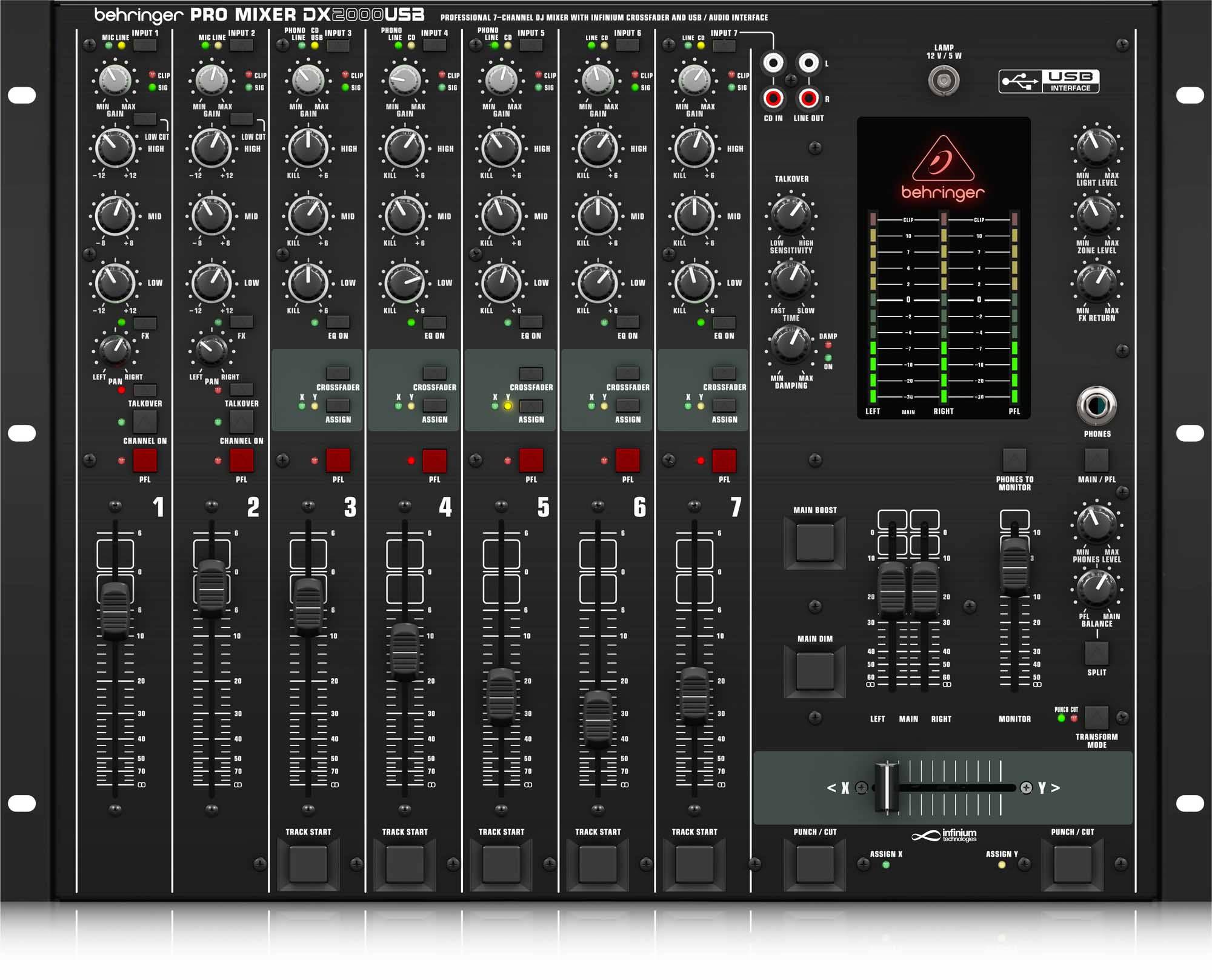 Behringer DX2000USB Professional 7 Channel DJ Mixer with USB/Audio Interface - Hollywood DJ