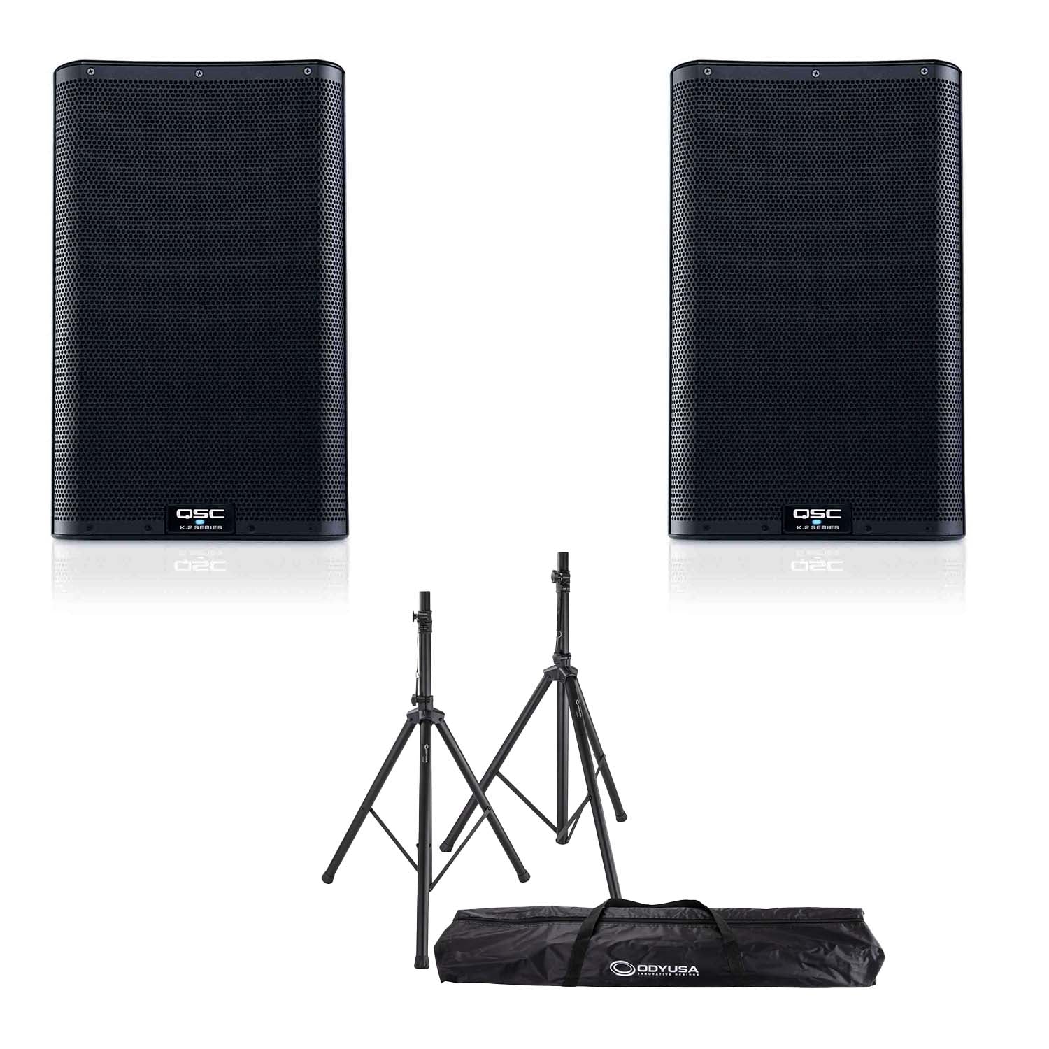 QSC K10.2 10" PA Speaker Package with Stands and Bag - Hollywood DJ