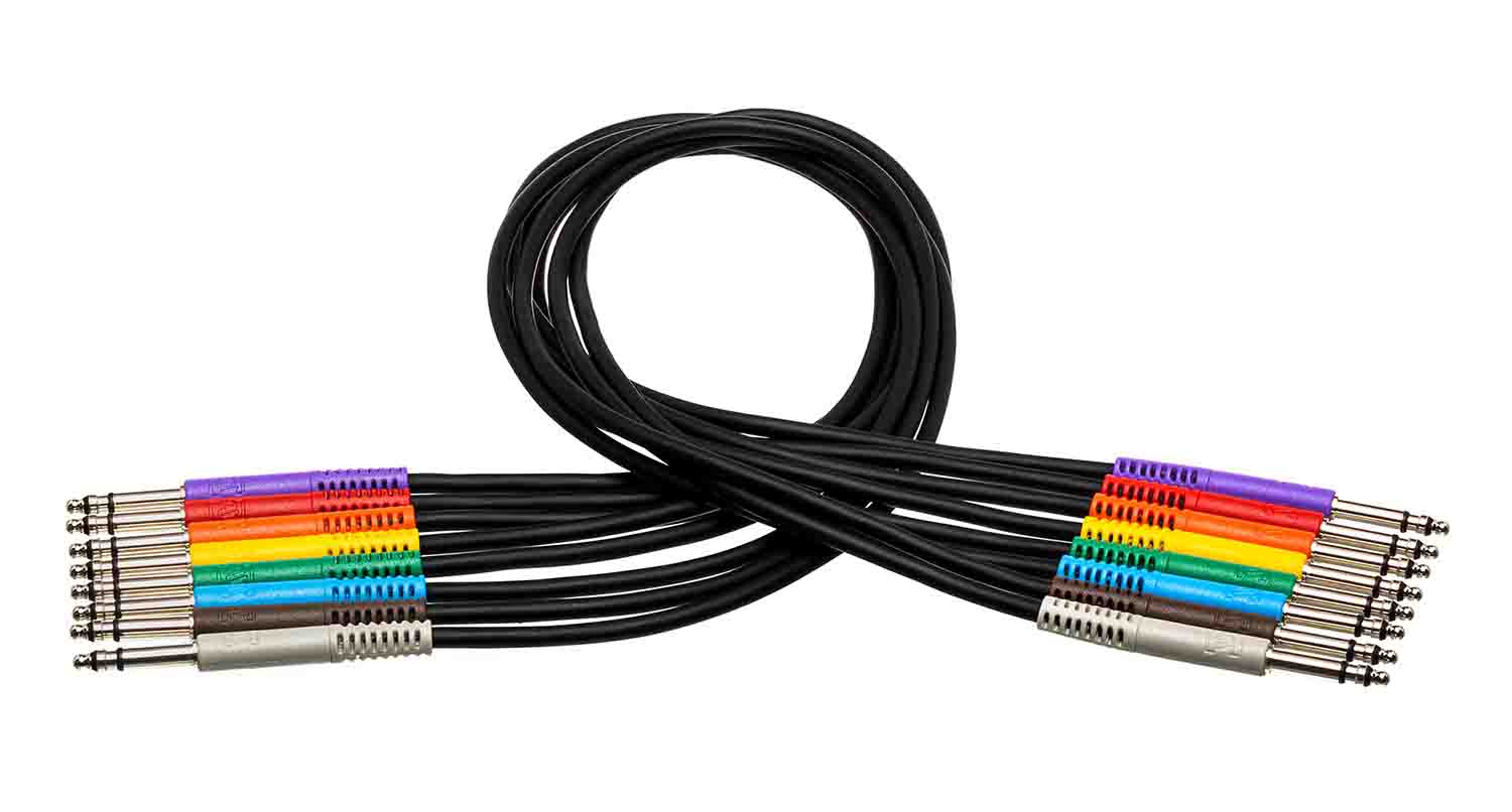 Hosa TTS-830, Balanced TT Patch Cable (8 Pack, 1 ft) - Hollywood DJ