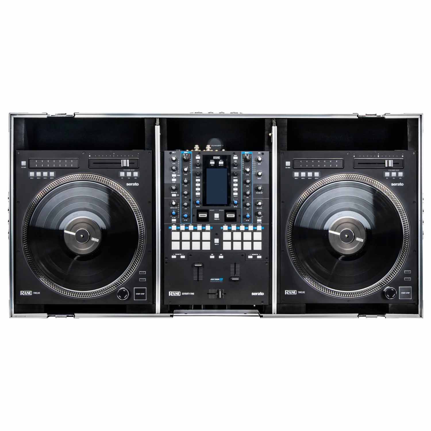 Odyssey FZGSRANE1272W Low Profile Rane Twelve and Rane Seventy-Two Coffin Flight Case With Glide Platform - Hollywood DJ
