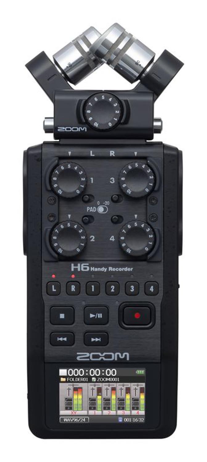 ZOOM H6 All Black 6-Track Portable Handy Recorder - Hollywood DJ
