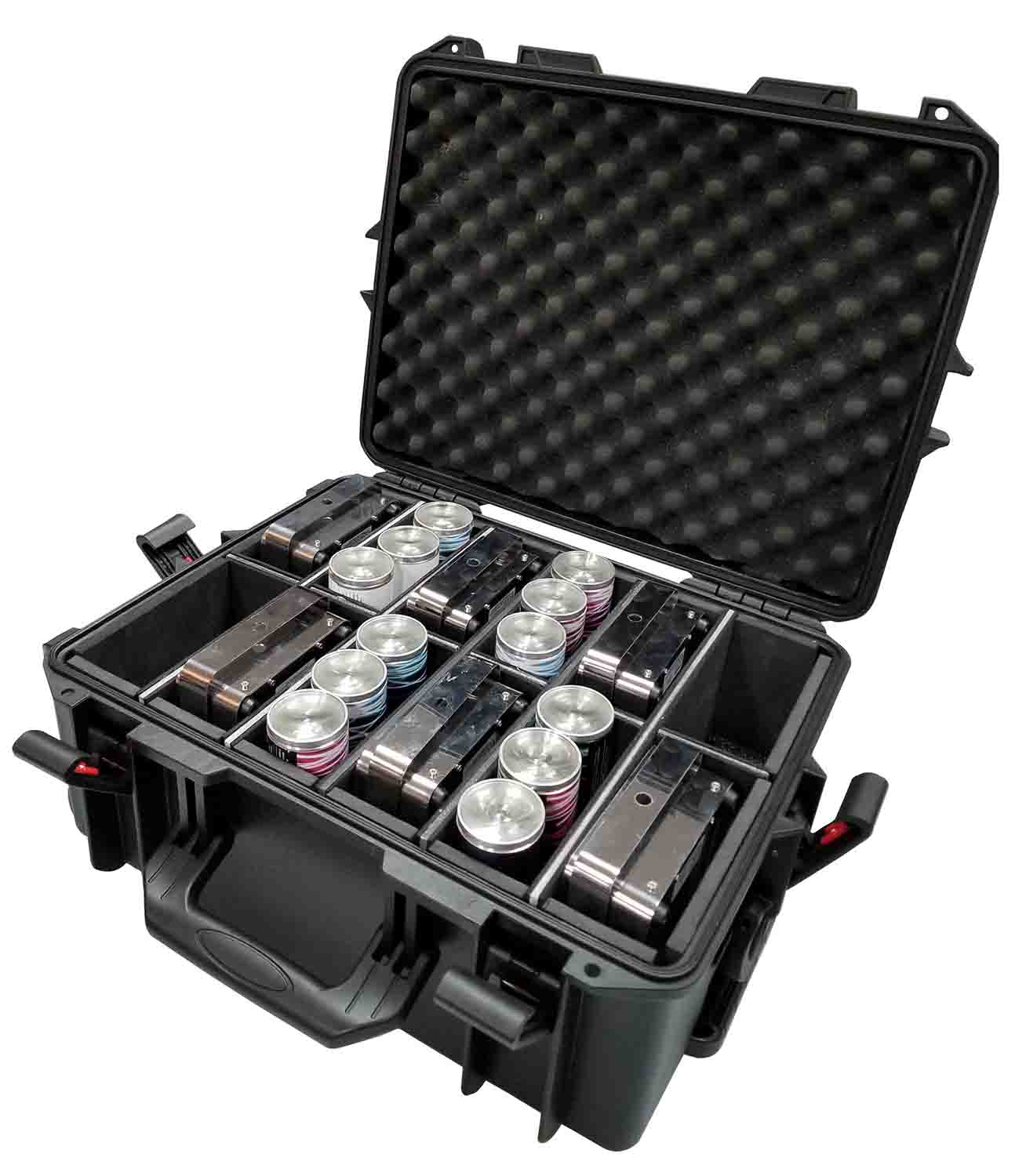 ProX XM-MAXI12 VaultX Watertight Case for 12 ApeLabs MAXI Lights with Extendable Handle and Wheels - Hollywood DJ