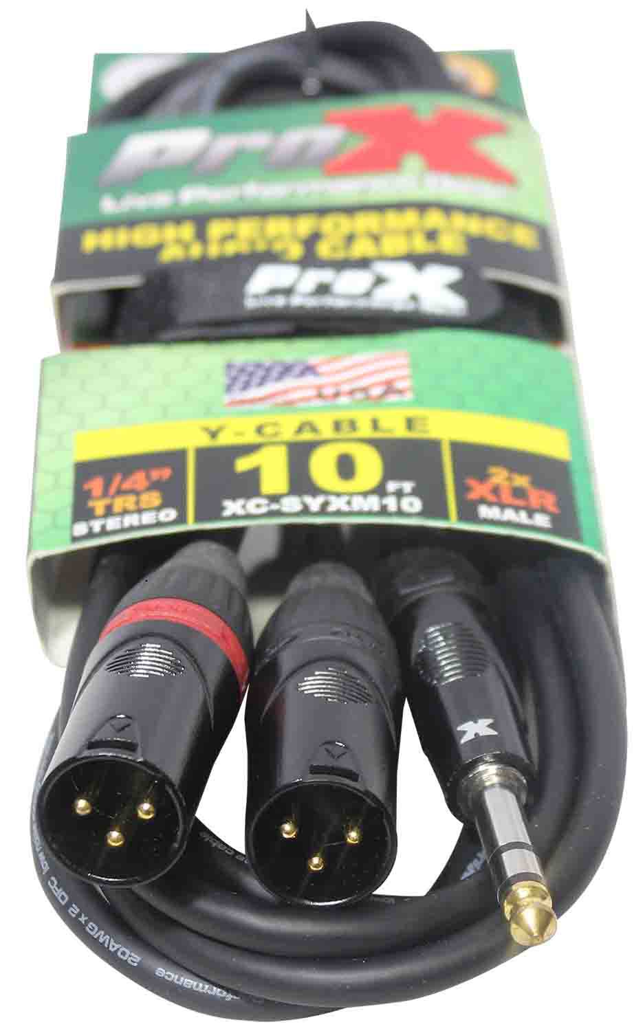 Prox XC-SYXM10 1/4" TaRS-M Stereo to Dual XLR3-M High Performance Y Cable - 10 Feet - Hollywood DJ