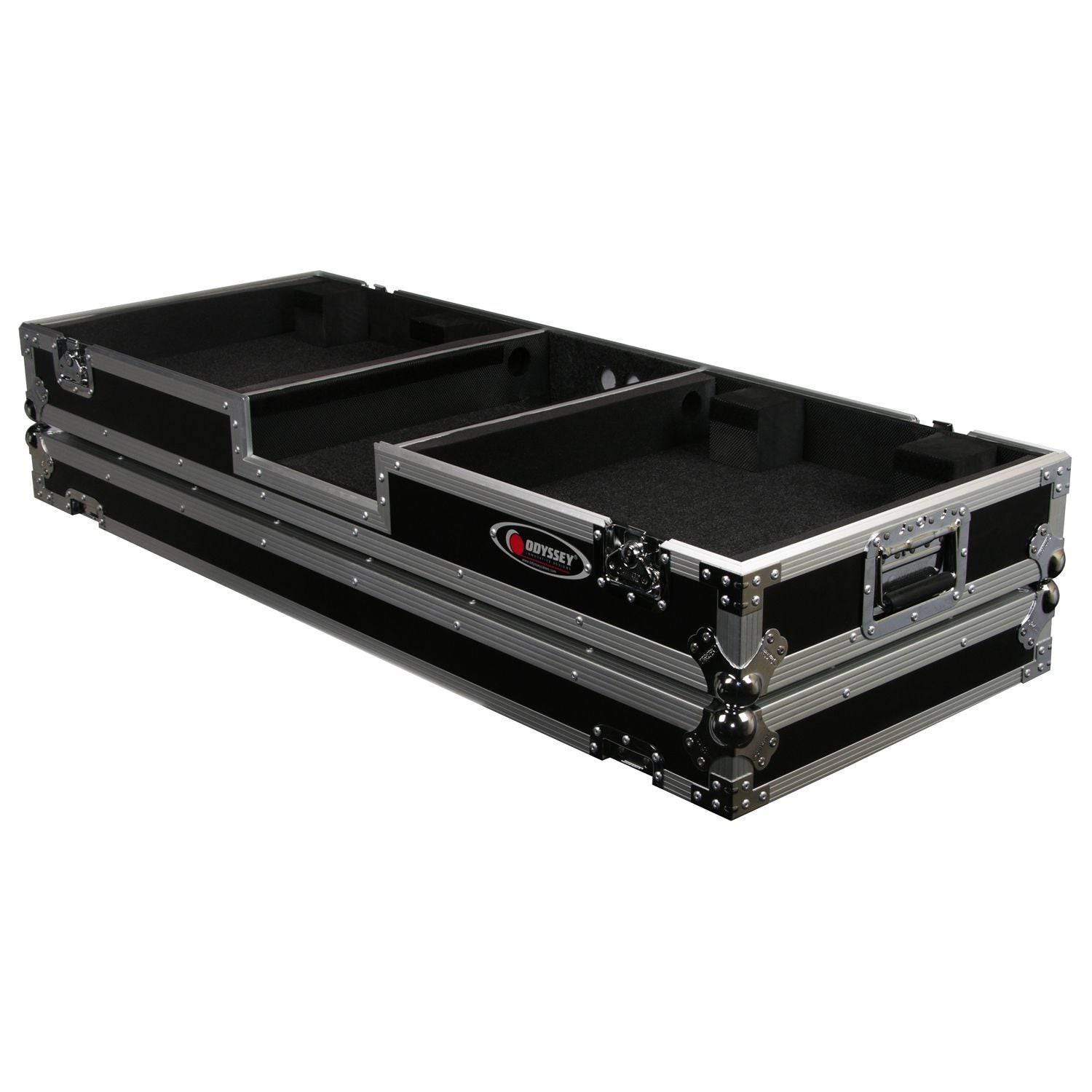 Odyssey FZDJ10W, 10″ Format DJ Mixer and Two Standard Position Turntables Flight Coffin Case with Wheels - Hollywood DJ