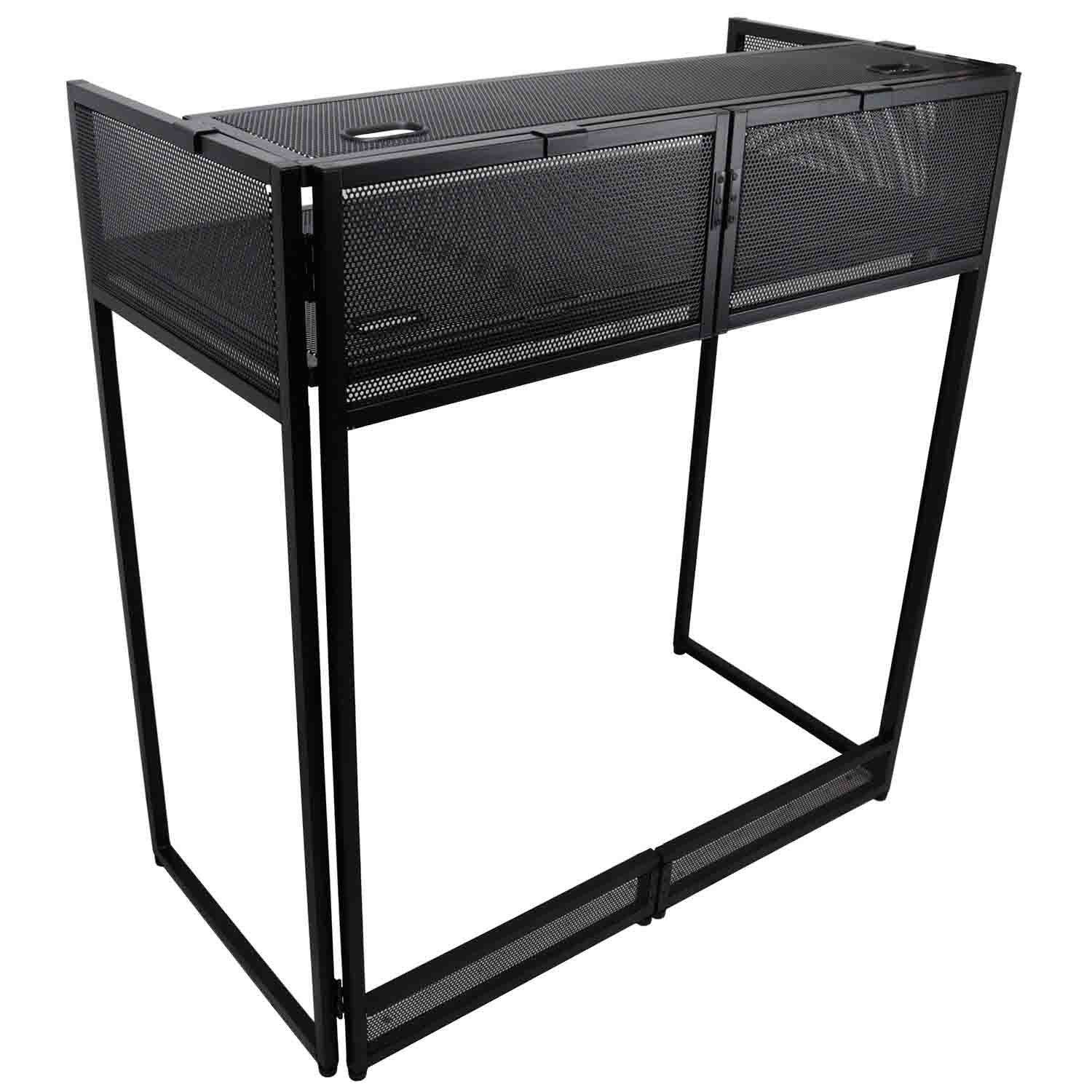 ProX XF-VISTA BL MK2 VISTA DJ Booth Facade Table Station with White/Black Scrim kit and Padded Travel Bag - Hollywood DJ