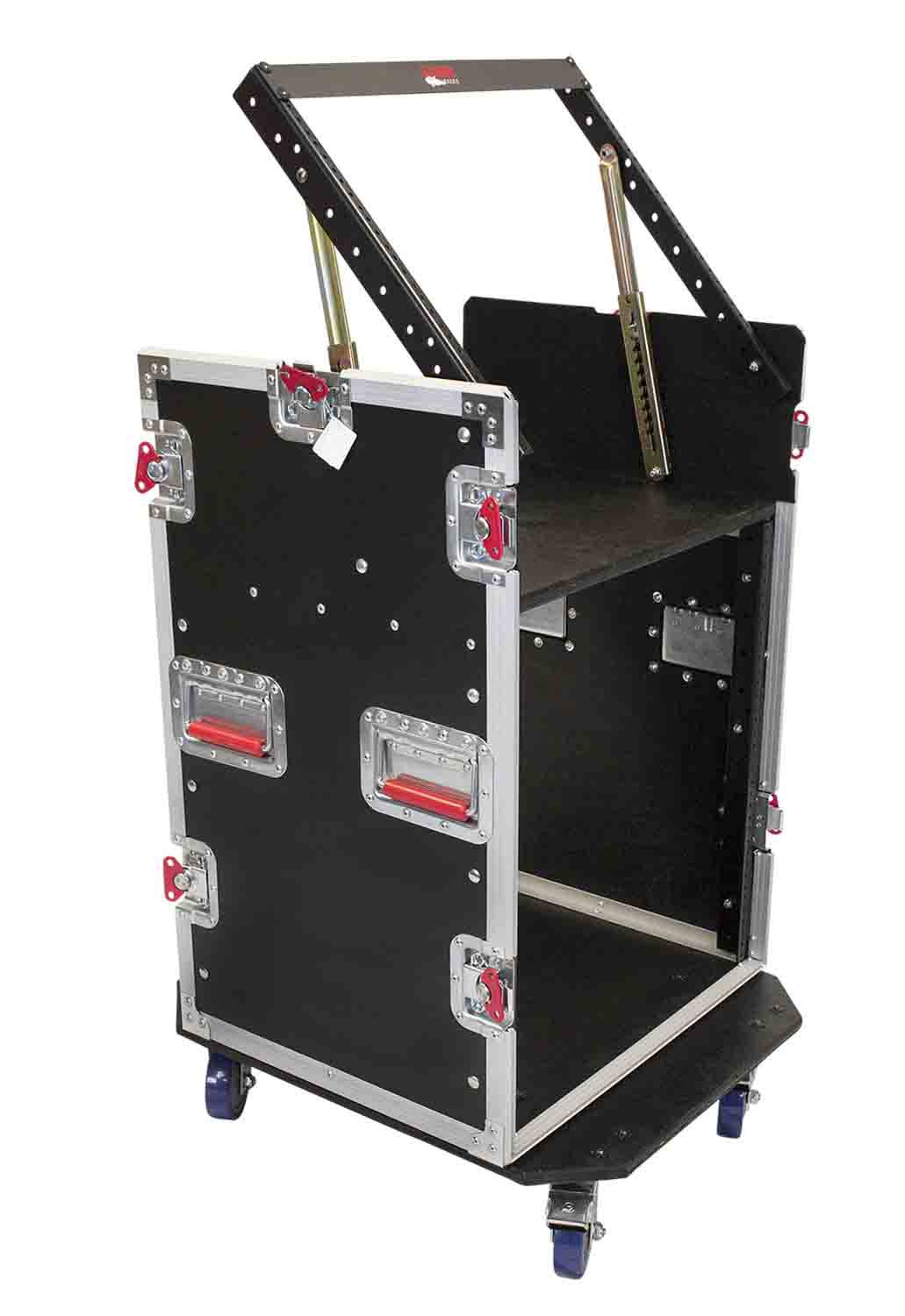 Gator Cases G-TOUR 10X12 PU, 10U Top 12U Side Console Rack Case with Casters - Hollywood DJ