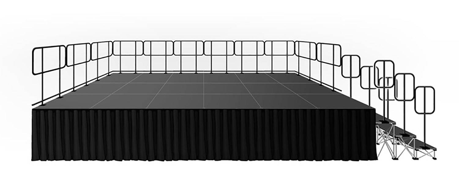 IntelliStage ISTAGE1224GR16, 16-Inch High Deluxe Stage Kit With Guard Rails On 3 Sides - Hollywood DJ