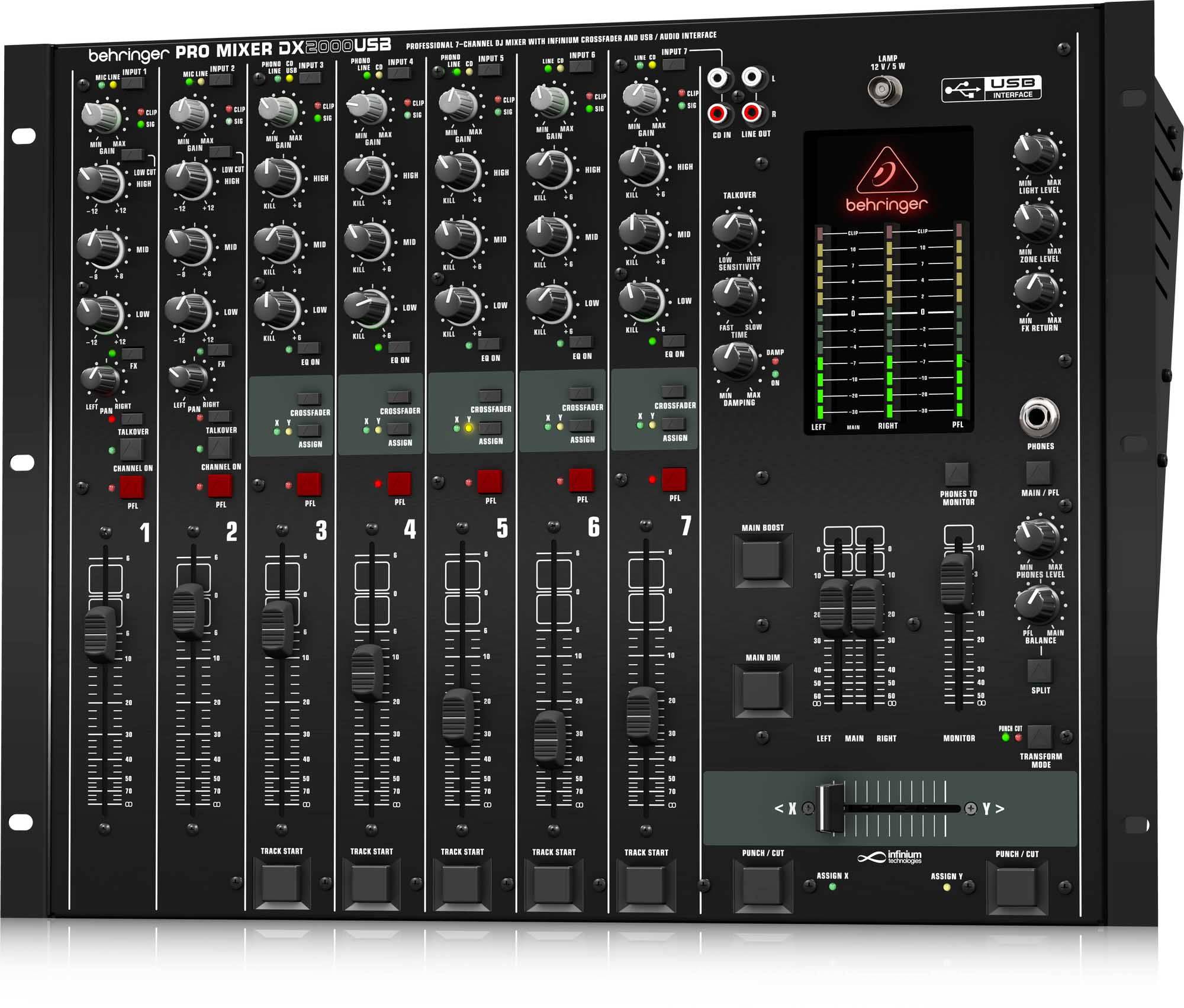 Behringer DX2000USB Professional 7 Channel DJ Mixer with USB/Audio Interface - Hollywood DJ