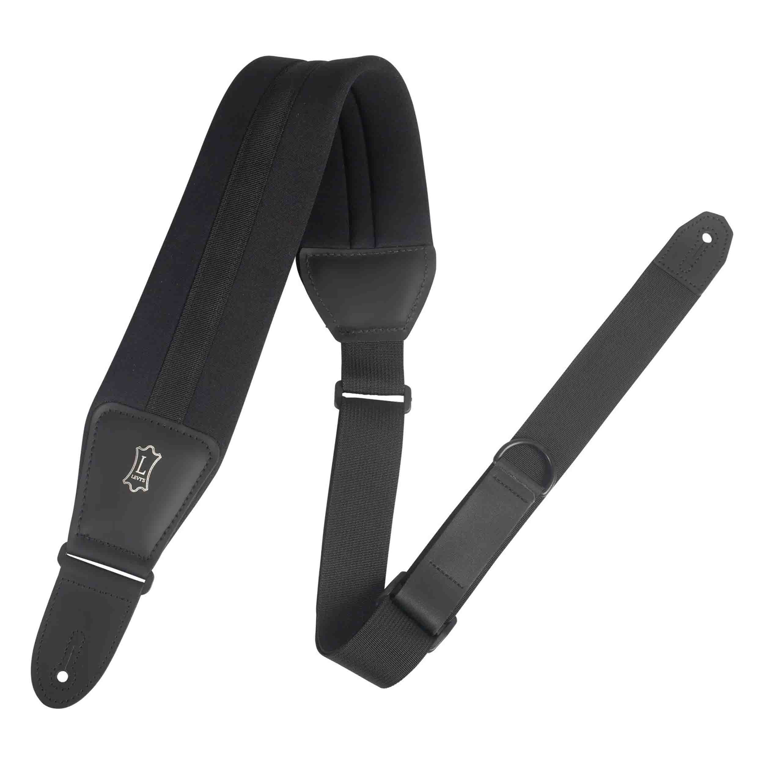 Levy's Leathers MRHNP3-BLK 3.25 inch Right Height Ergonomic Guitar Strap - Black - Hollywood DJ