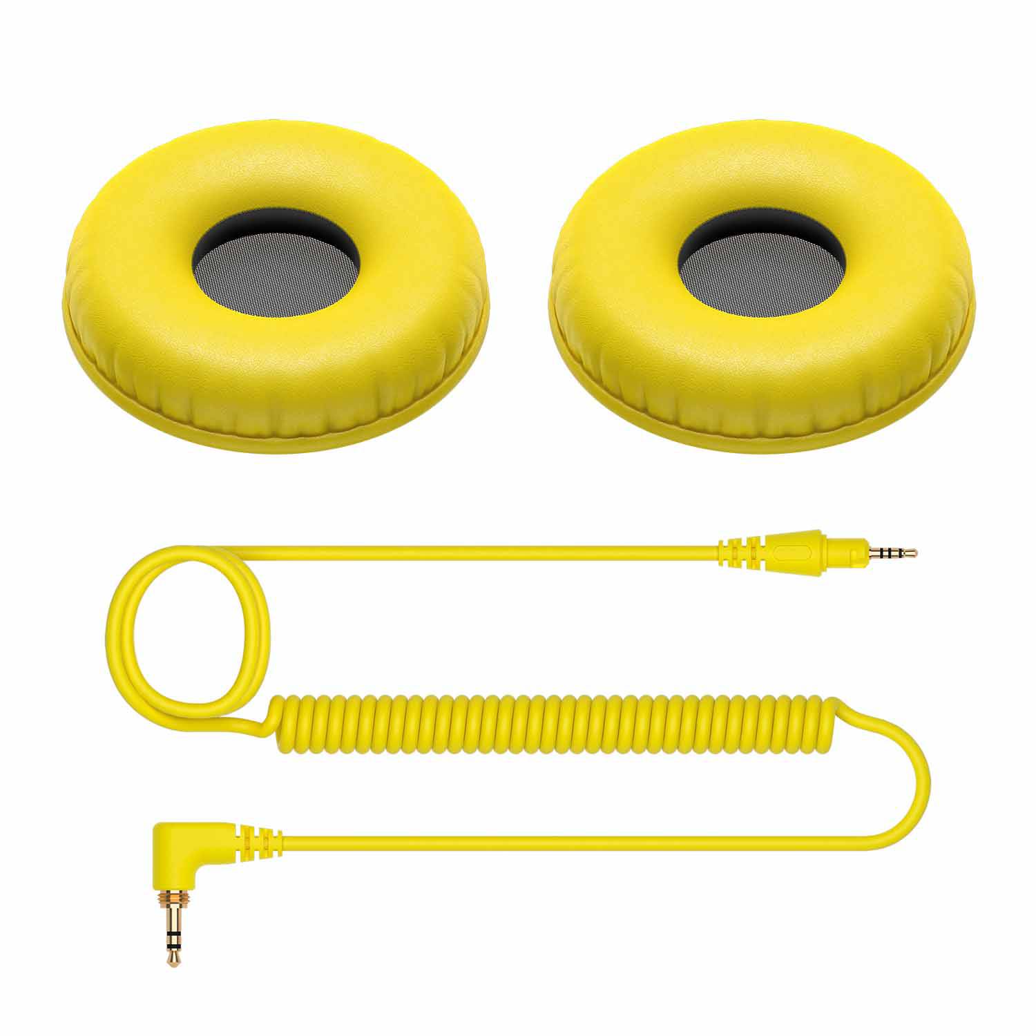 Pioneer DJ HC-CP08-Y Coiled Cable and Ear Pads for HDJ-CUE1 Headphones - Yellow - Hollywood DJ