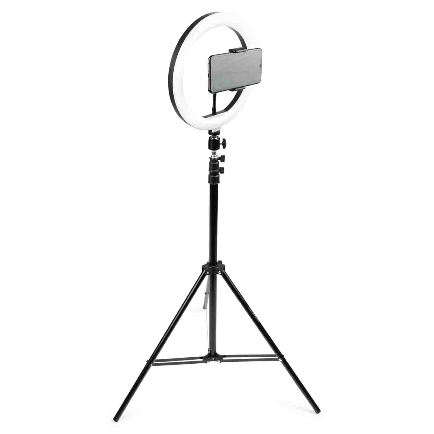 Gator Frameworks GFW-RINGLIGHTTRIPD 10 Inch LED Ring Light Stand with Phone Holder and Tripod Base - Hollywood DJ