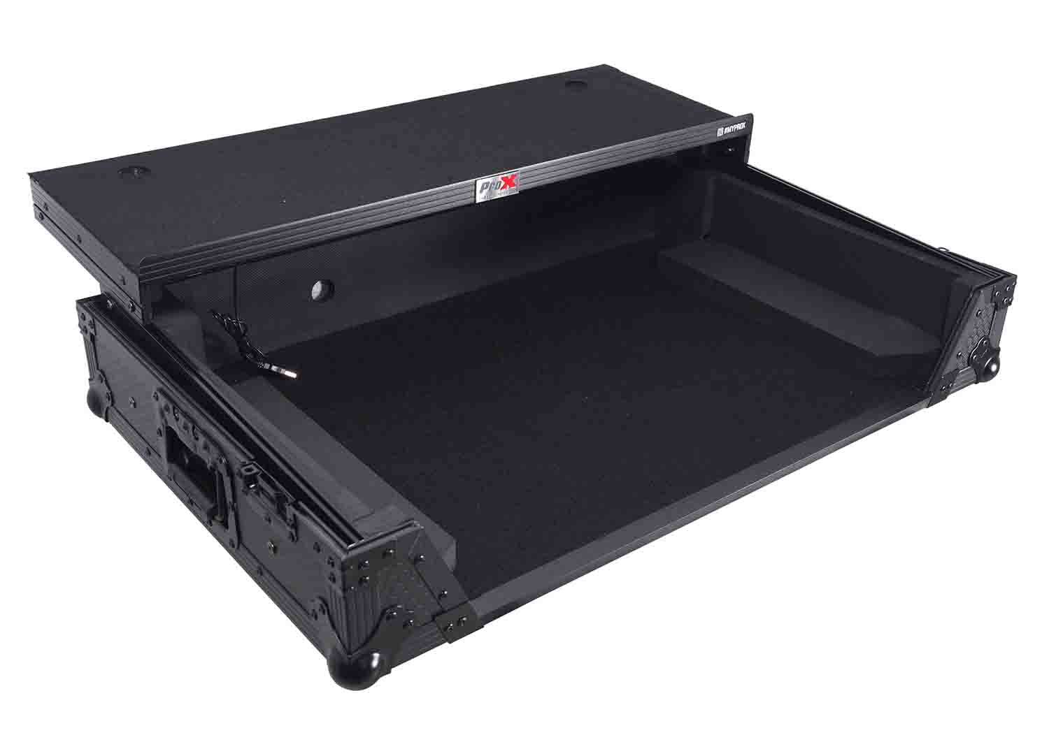 ProX XS-RANEFOUR WLTBL LED ATA Flight Style Road Case for RANE Four DJ Controller with 1U Rack Space and Wheels - Black Finish - Hollywood DJ