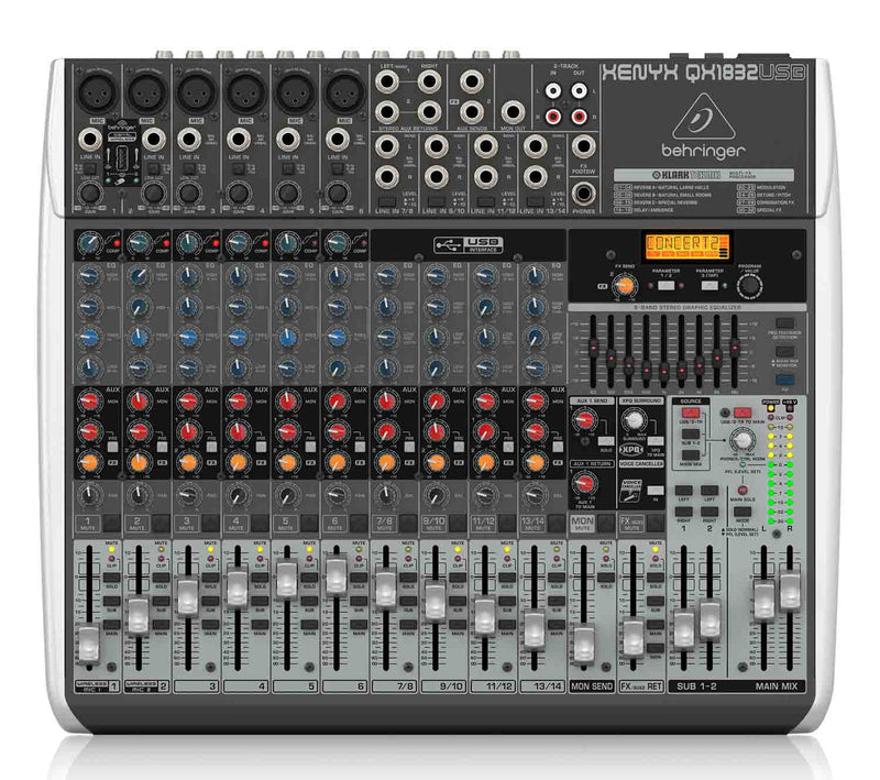 Behringer QX1832USB, 18-Input 3/2-Bus Mixer with USB Audio Interface - Hollywood DJ