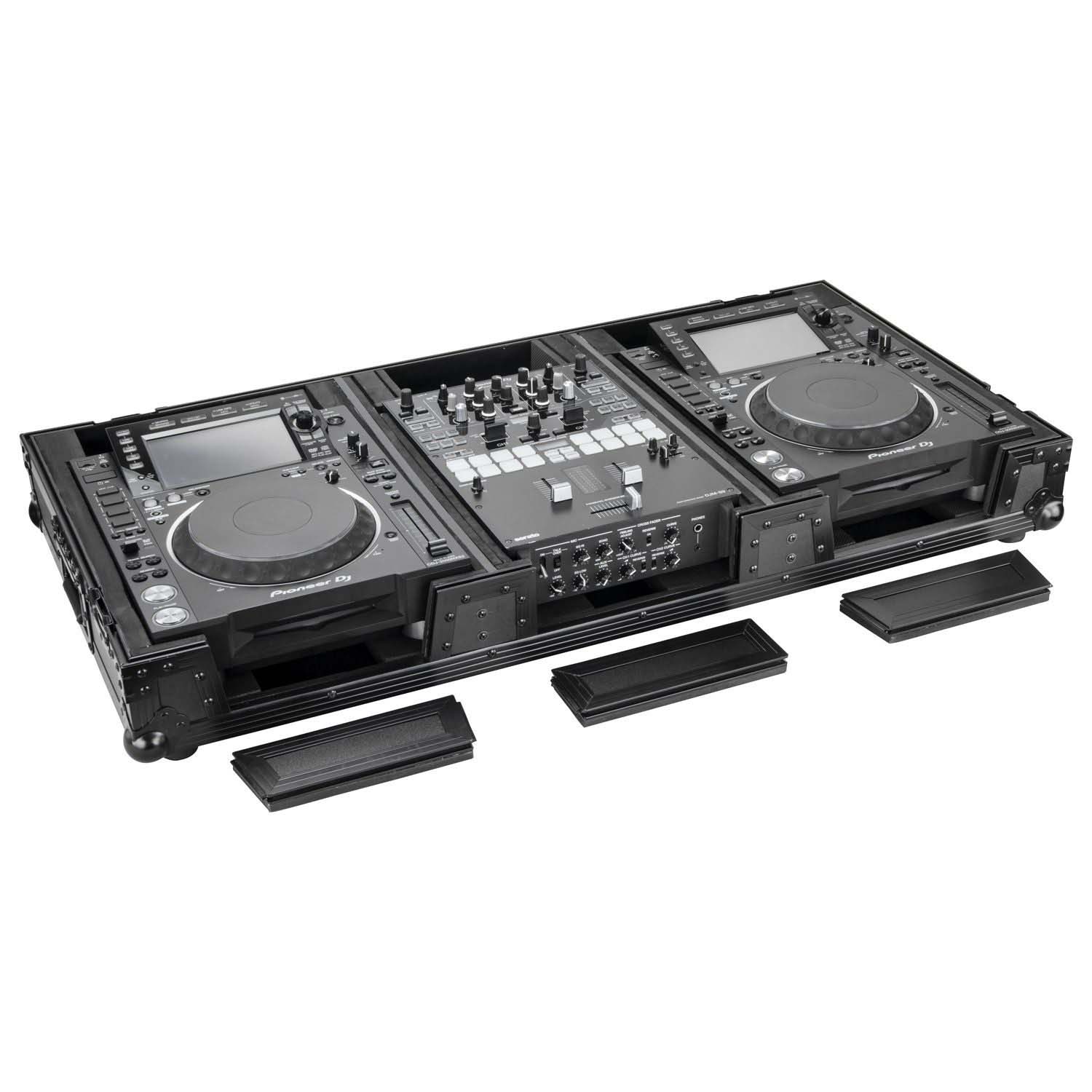 Open Box: Odyssey FZ10CDJWXDBL Extra Deep 10″ Format DJ Mixer and Two Large Format Media Players Coffin Flight Case - Black - Hollywood DJ