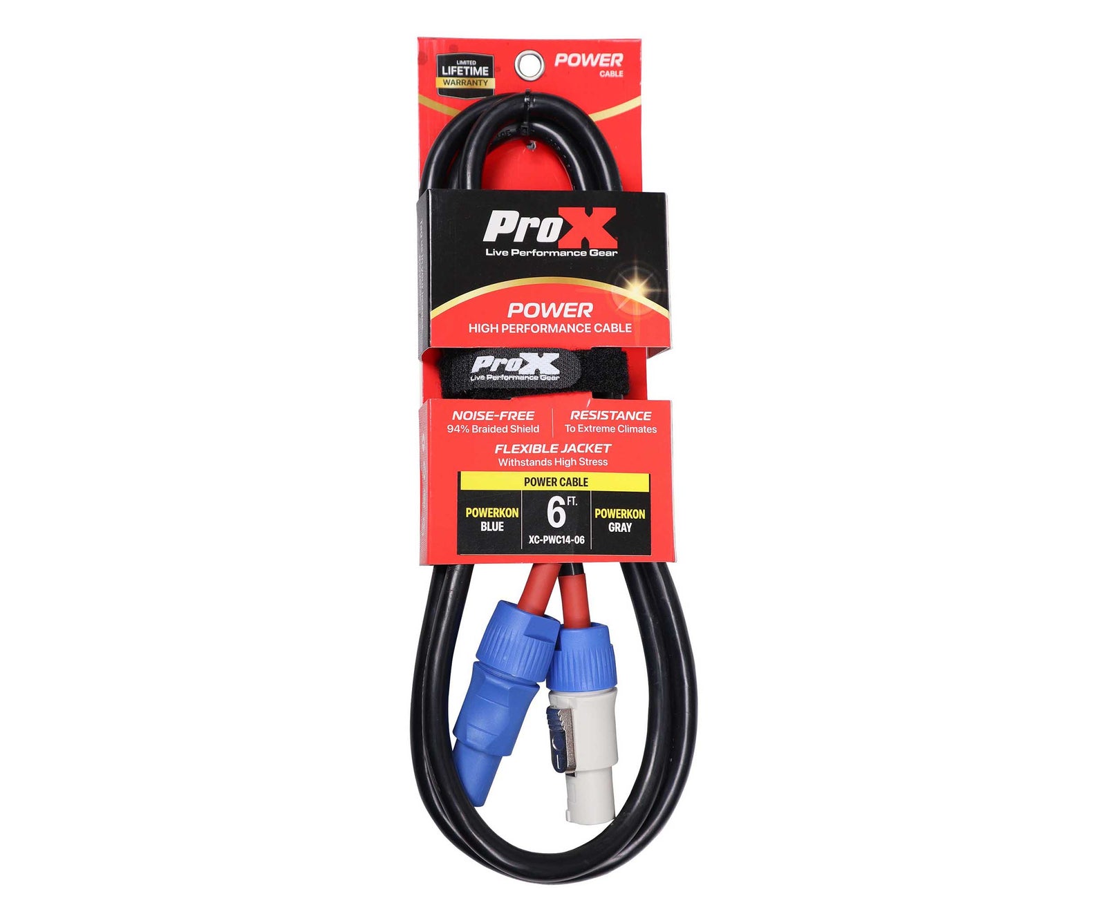 ProX XC-PWC14-06, 14 AWG High Performance Link Grey Male to Blue Male for Powercon Compatible Devices - 6 Feet by ProX Cases
