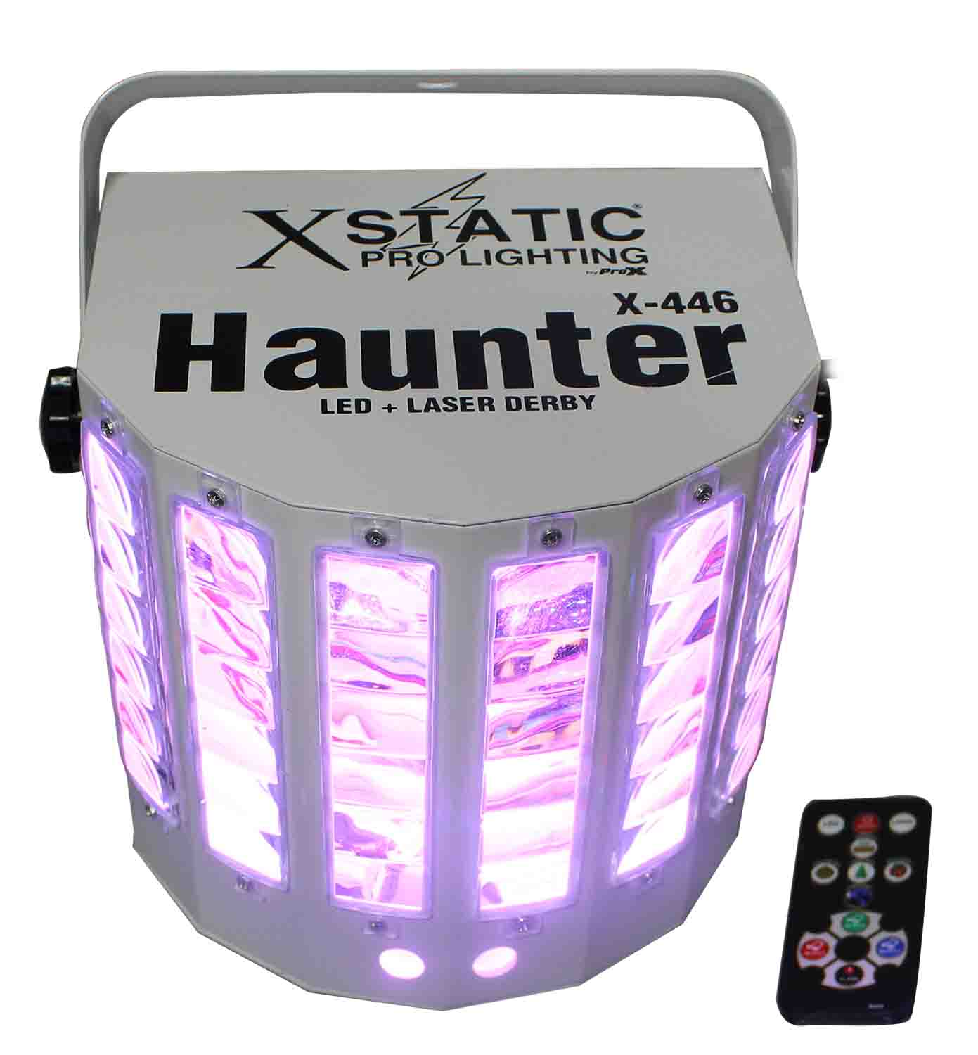 ProX X-446 HAUNTER LED DERBY RGBA Effect Light with Red and Green Laser Beam - Hollywood DJ
