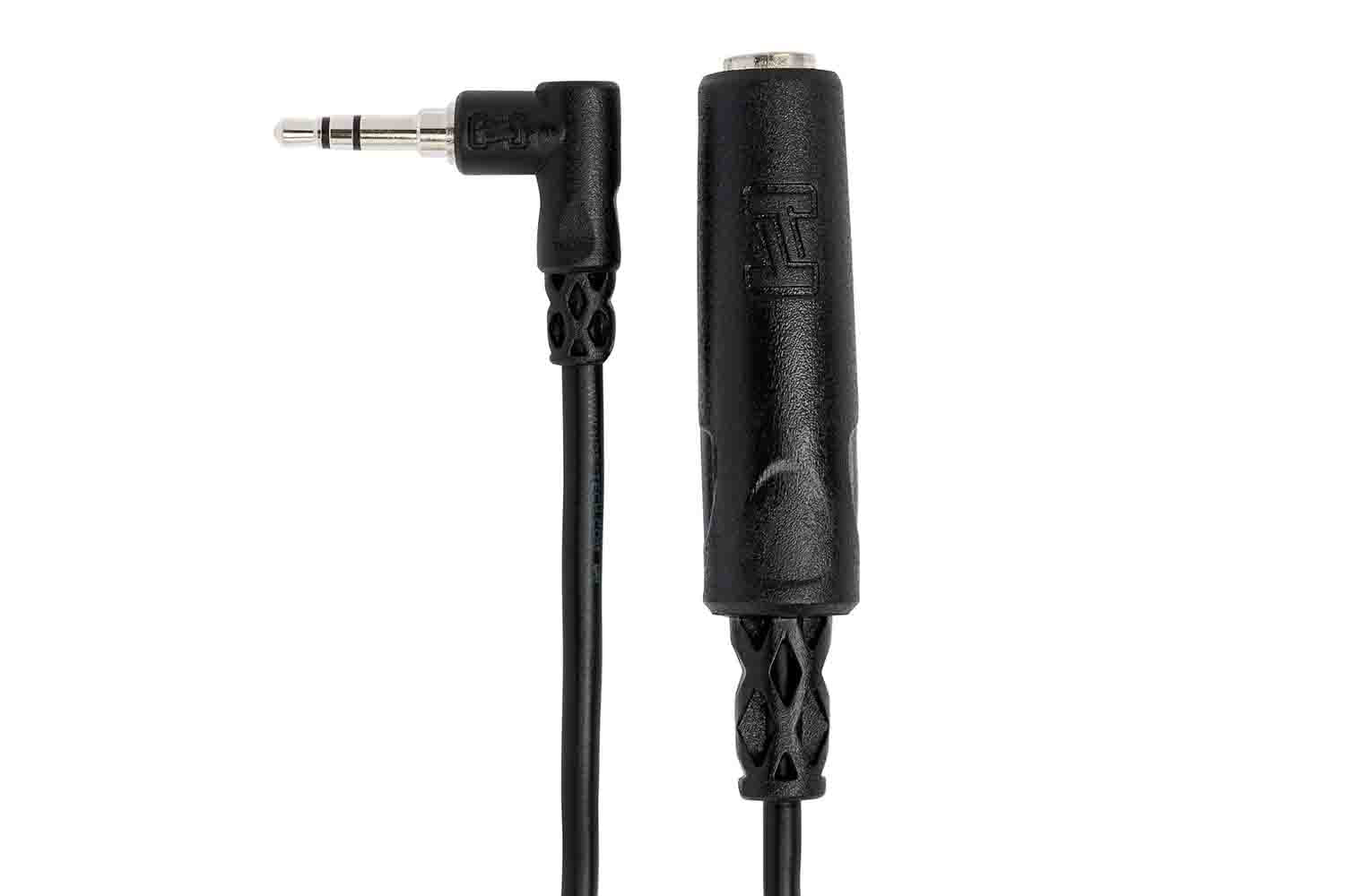 Hosa MHE-100.5 Headphone Adaptor, 1/4 in TRS to Right-angle 3.5 mm - 6 In - Hollywood DJ