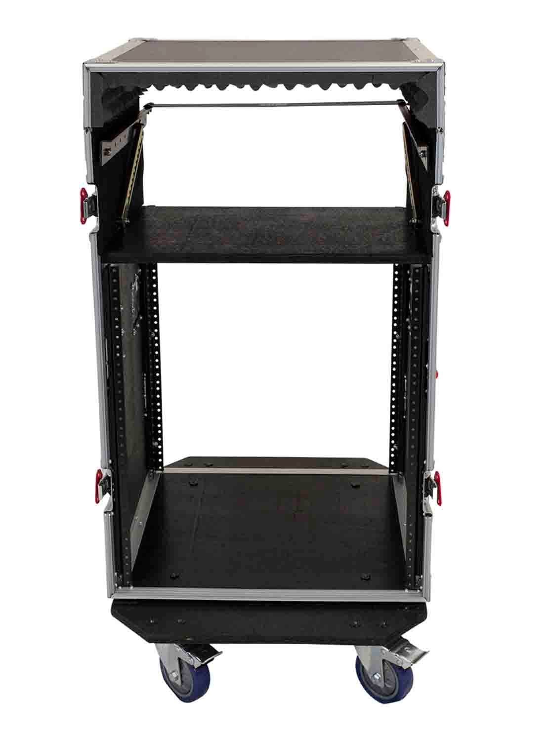 Gator Cases G-TOUR 10X12 PU, 10U Top 12U Side Console Rack Case with Casters - Hollywood DJ