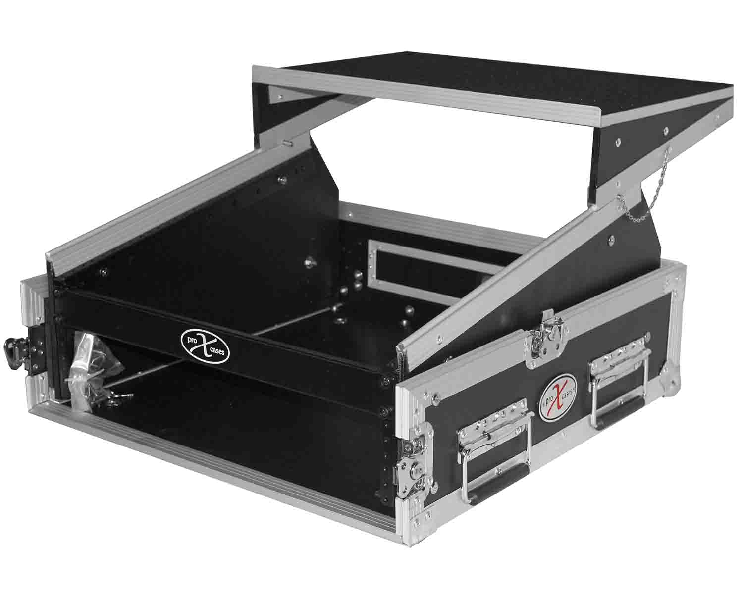 ProX T-2MRLT, 2U Rack x 10U Top Mixer DJ Combo Flight Case with Laptop Shelf - Hollywood DJ