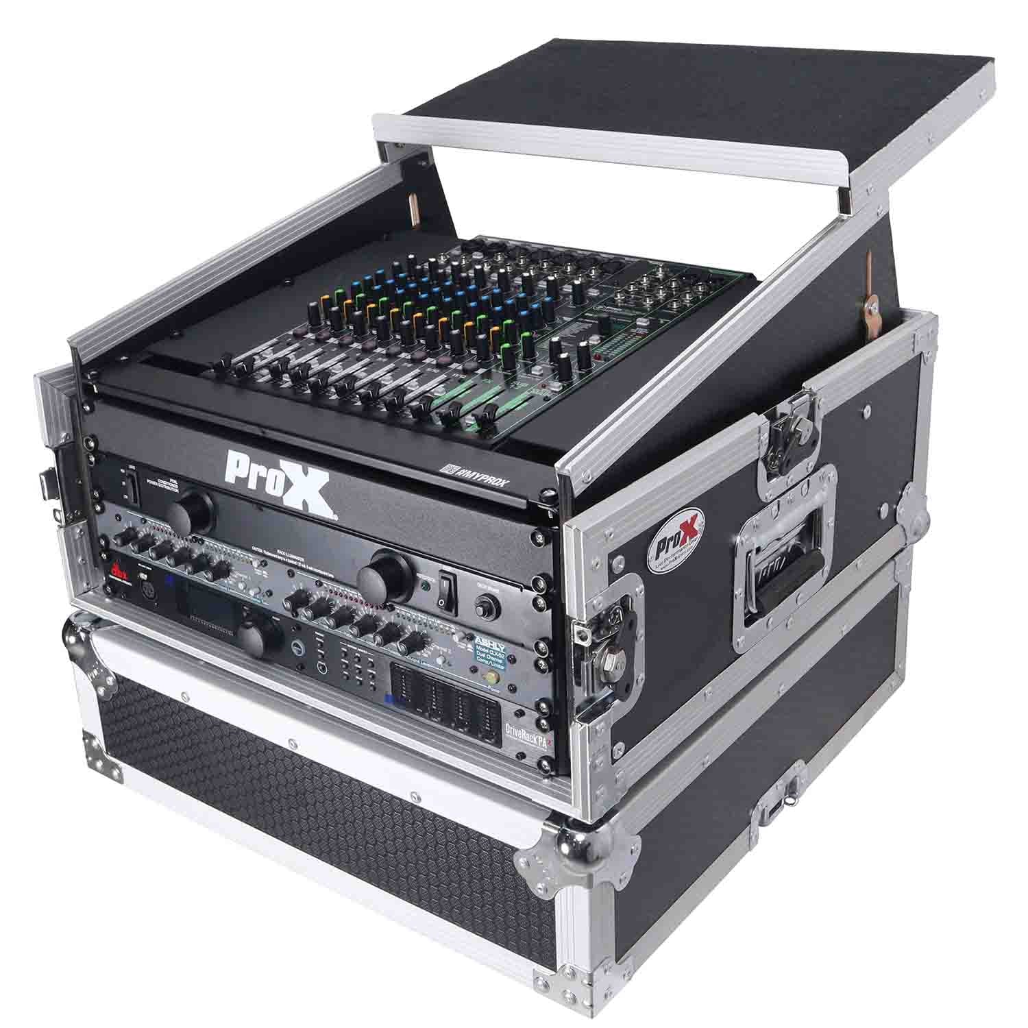 ProX T-4MR-LT--MK2, 4U Rack x 10U Top Mixer DJ Combo Flight Case with Laptop Shelf - Hollywood DJ