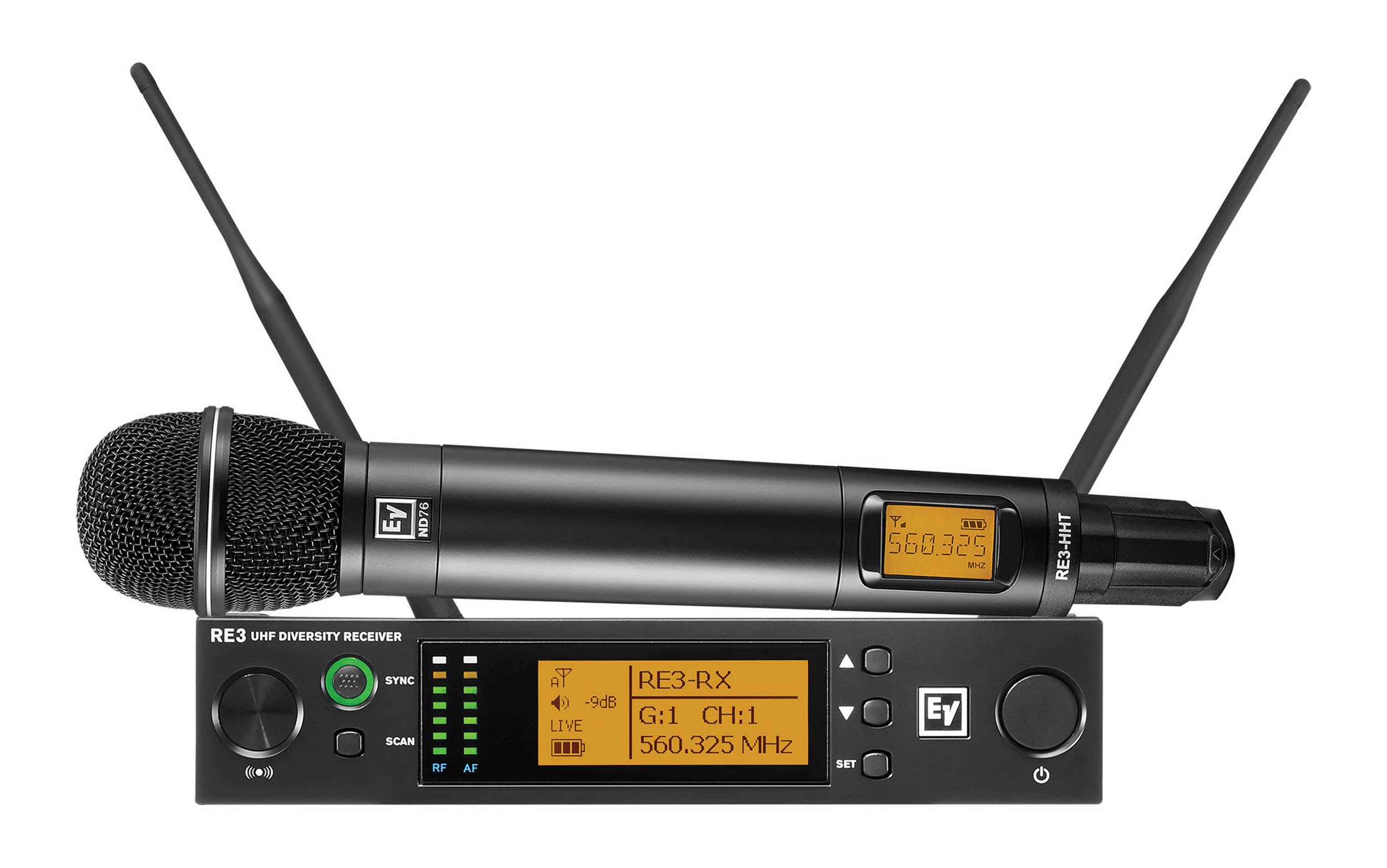 Electro-Voice RE3-ND76-5L, Wireless Handheld Microphone System with ND76 Wireless Mic - 5L: 488 to 524 MHz Electro-Voice