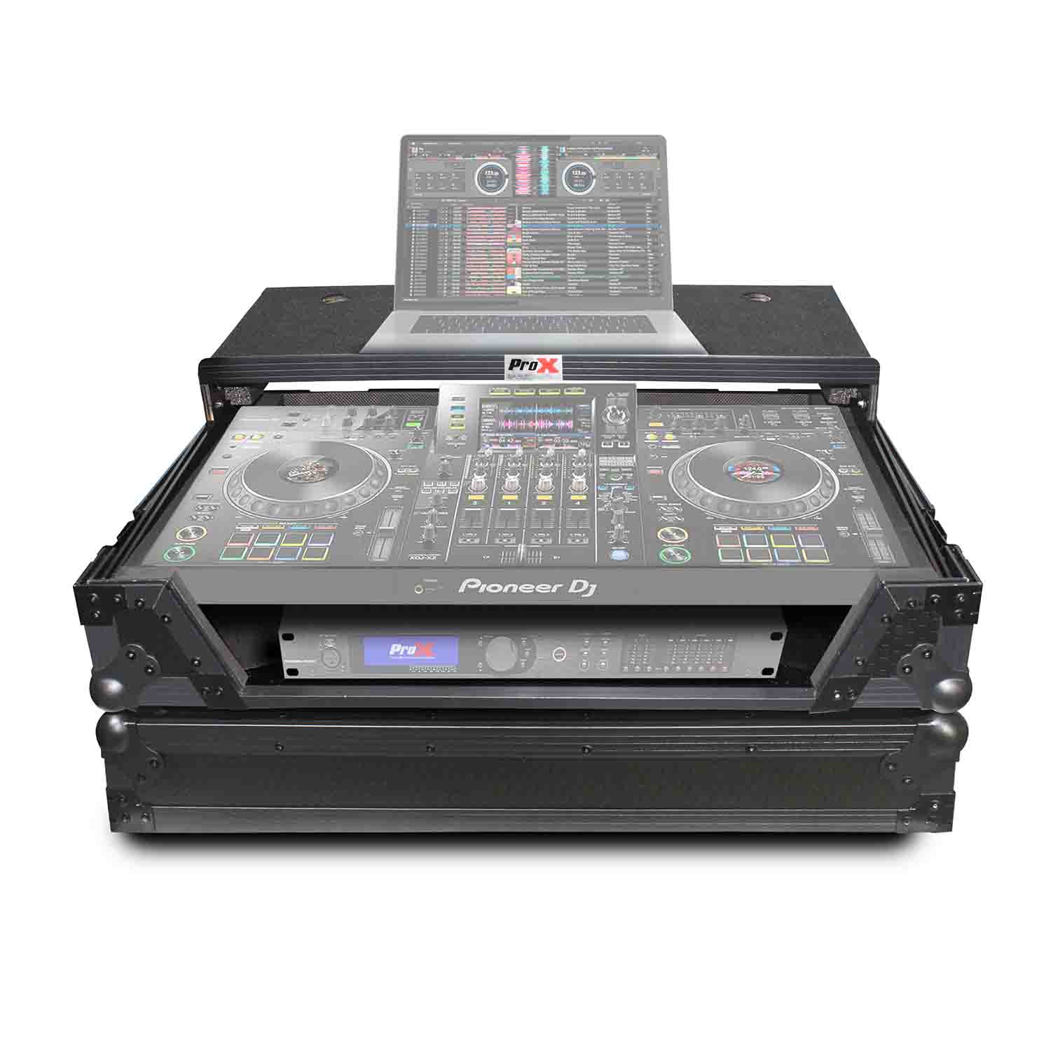 ProX XS-XDJXZ WLTBL, Flight Case for Pioneer XDJ-XZ DJ System With Laptop Shelf and Wheels - Black - Hollywood DJ