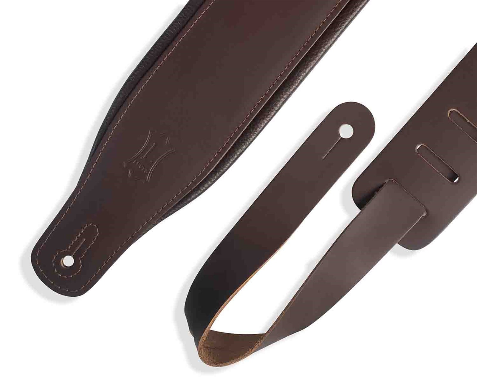Levy's Leathers M26PD-DBR_DBR 3″ Top Grain Leather Guitar Strap - Dark Brown - Hollywood DJ