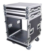 ProX T-10RSS, 10U Space Rack Mount Flight Case 19 Inch Depth with Casters - Hollywood DJ