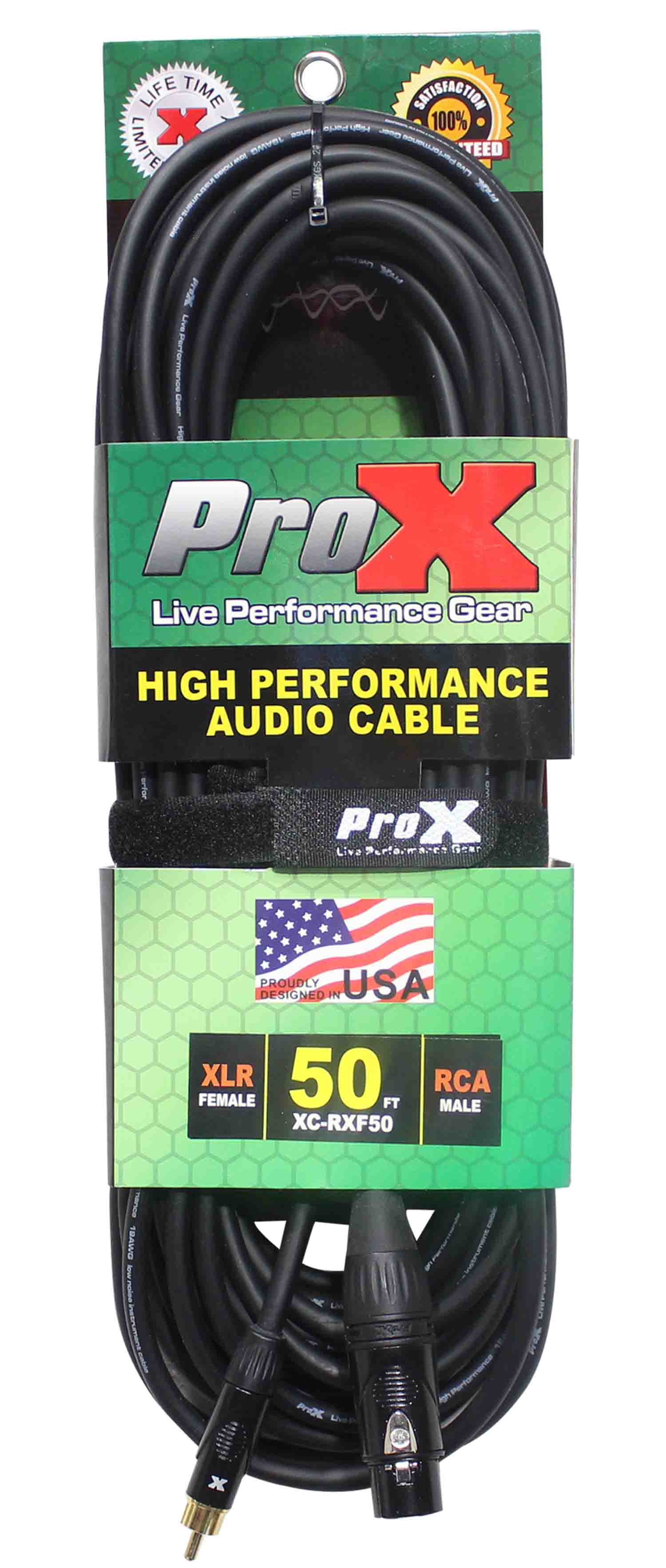 Prox XC-RXF50 Unbalanced RCA to XLR-F High Performance Audio Cable - 50 Feet - Hollywood DJ