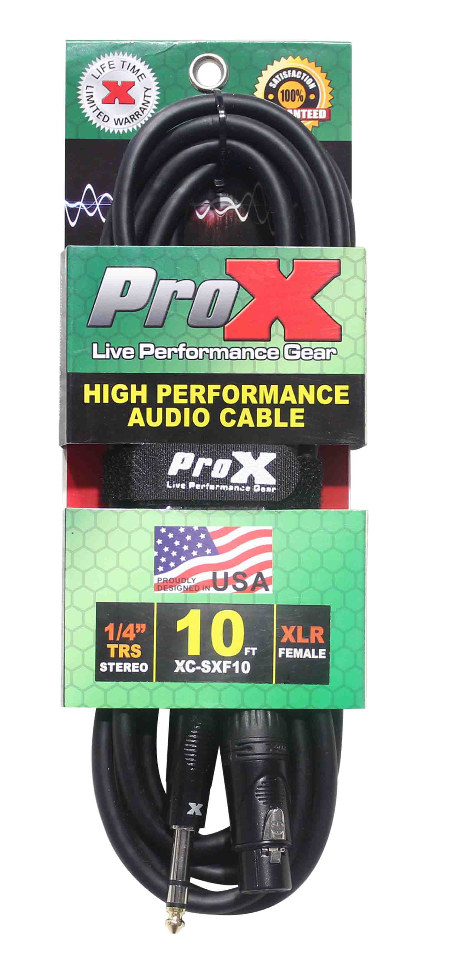 Prox XC-SXF10 Balanced 1/4" TRS-M to XLR-F High Performance Audio Cable - 10 Feet - Hollywood DJ