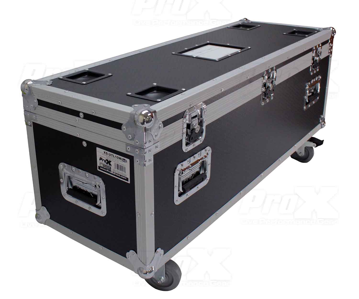 ProX XS-UTL10W Utility Storage Case with 4X 4 Wheels - Silver on Black - Hollywood DJ