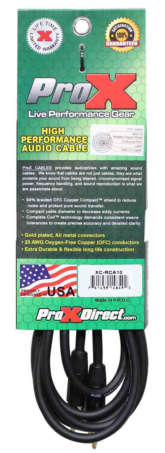 Prox XC-RCA10 High Performance Audio Cable RCA to RCA - 10 Feet - Hollywood DJ