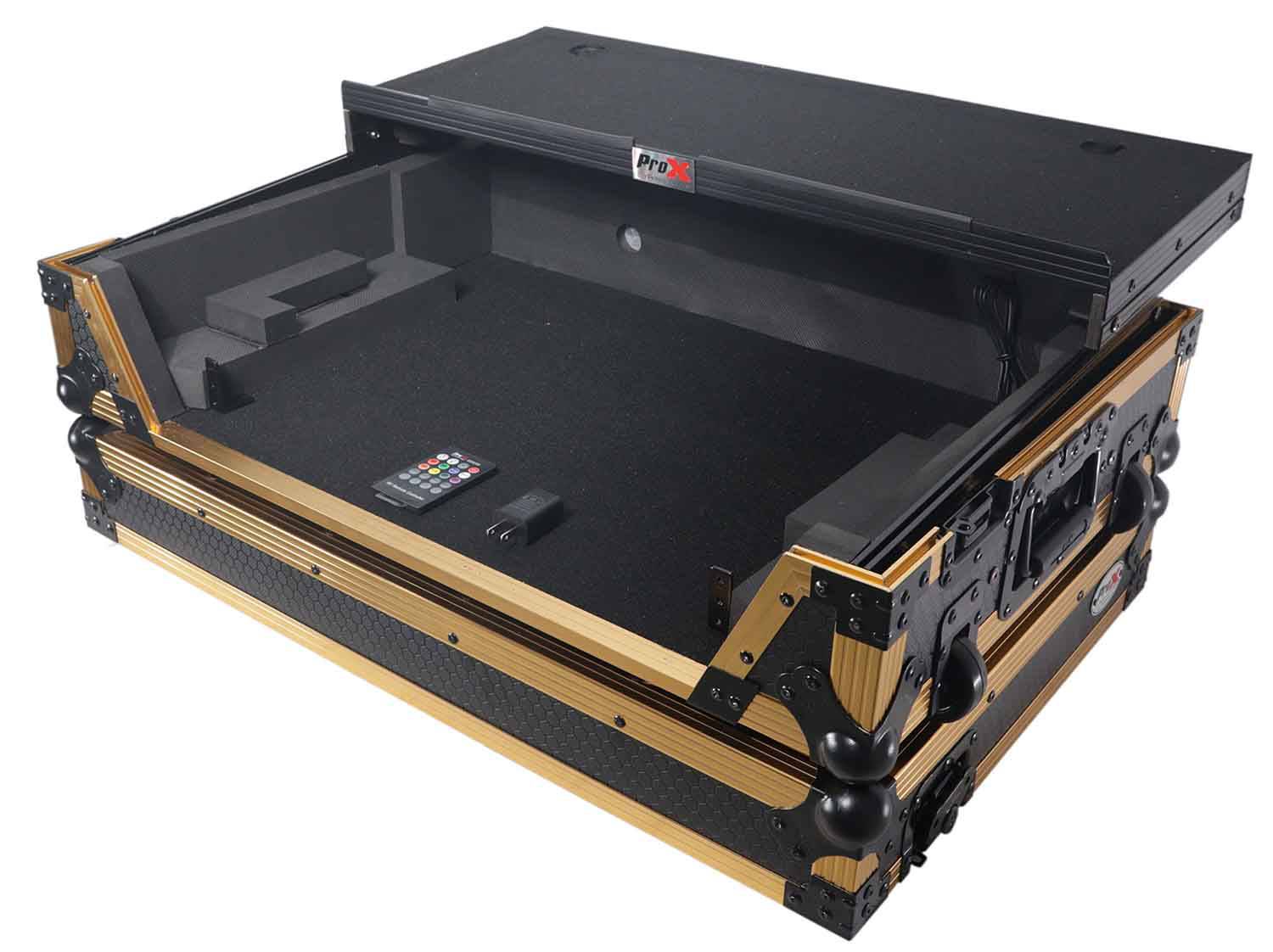 ProX XS-RANEONE WLT FGLD, ATA Flight Style Road Case for RANE ONE DJ Controller with Laptop Shelf in Limited Edition Gold - Hollywood DJ