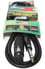 Prox XC-SXF05 Balanced 1/4" TRS-M to XLR-F High Performance Audio Cable - 5 Feet - Hollywood DJ