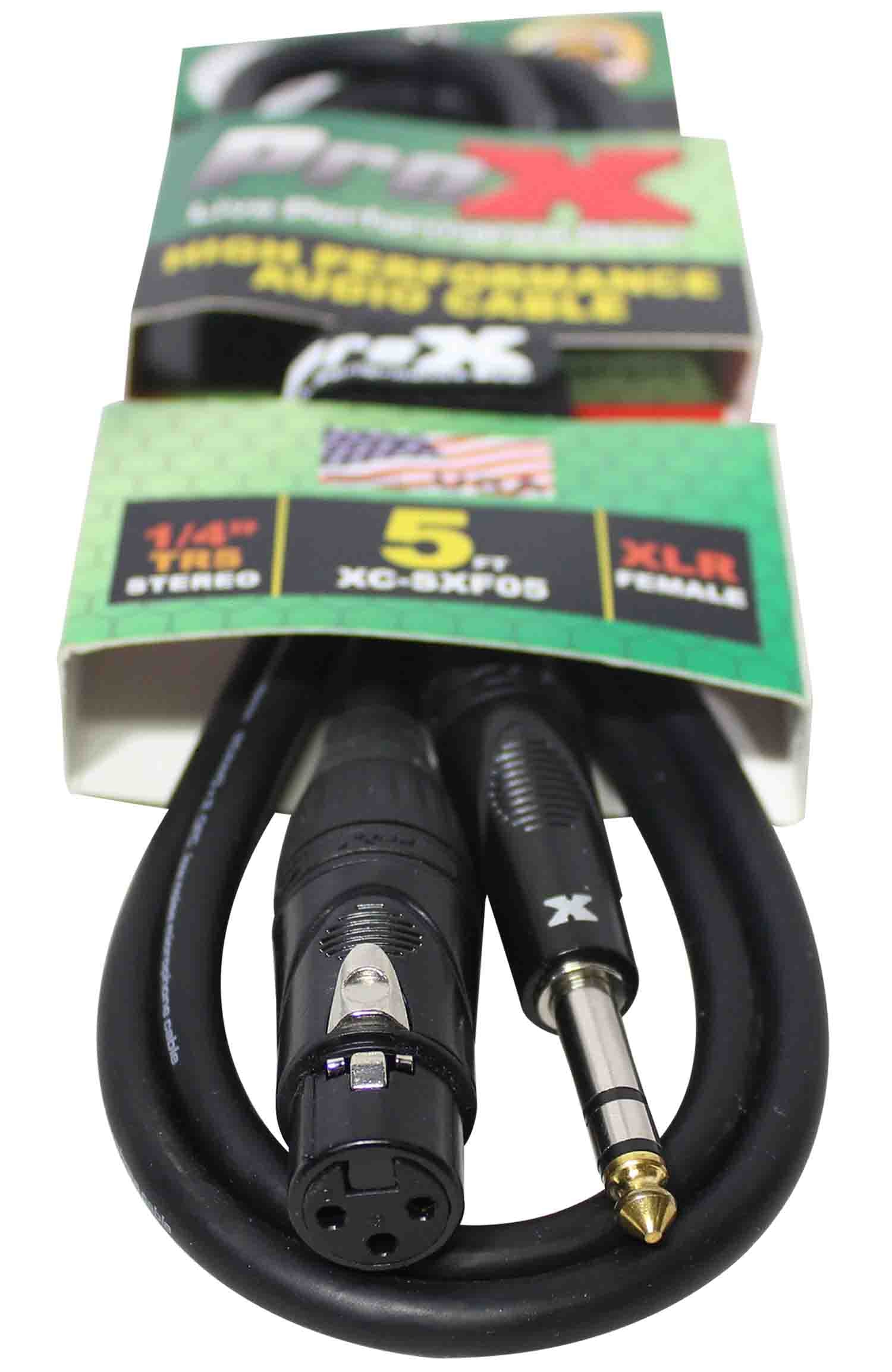 Prox XC-SXF05 Balanced 1/4" TRS-M to XLR-F High Performance Audio Cable - 5 Feet - Hollywood DJ