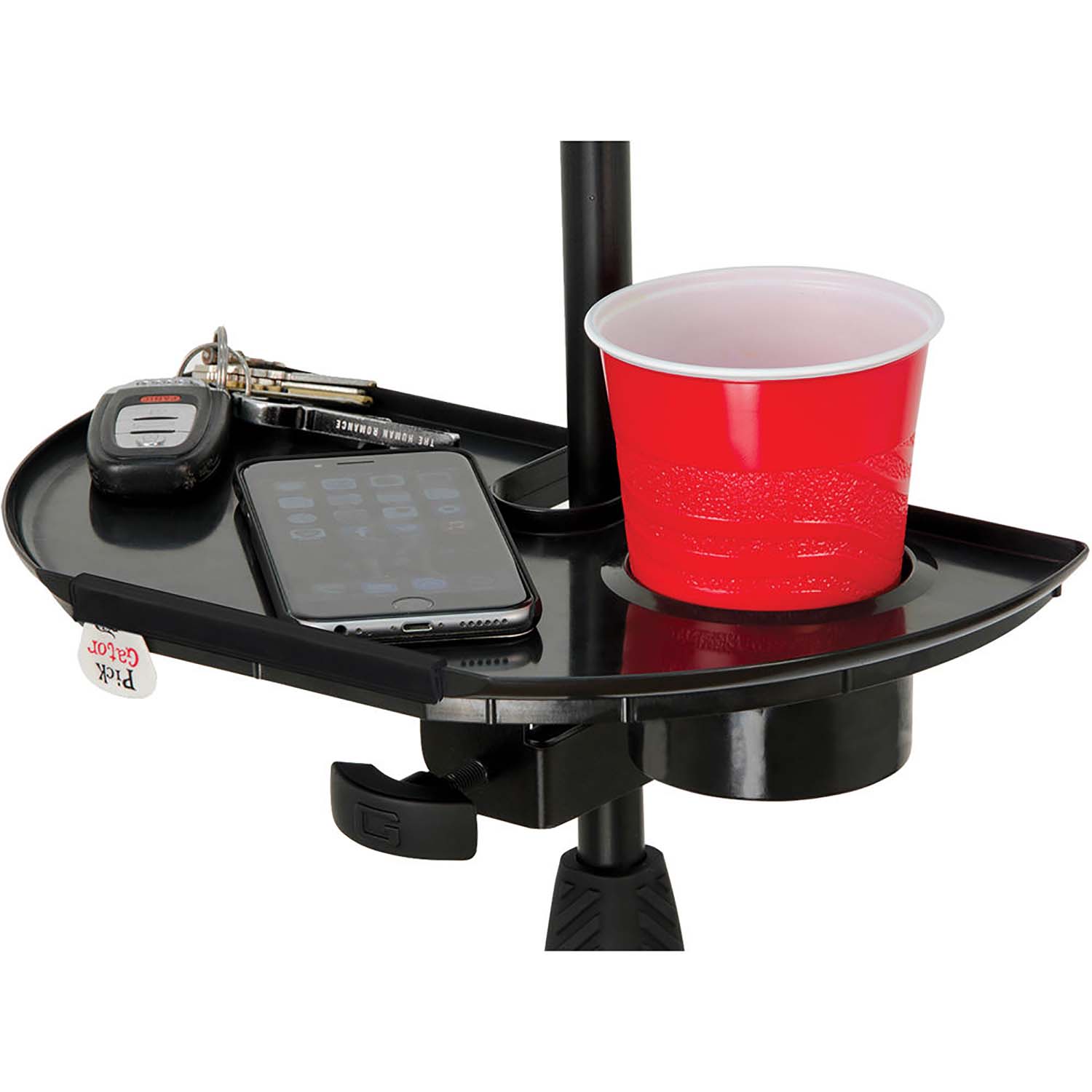 Gator Frameworks GFW-MICACCTRAY Mic Stand Accessory Tray with Drink Holder - Hollywood DJ
