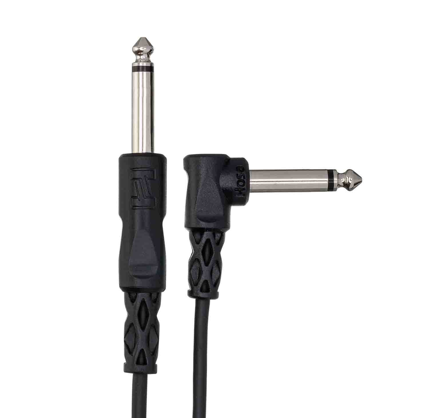 Hosa CPP-103R, 1/4" TS to Right-angle 1/4" TS Unbalanced Interconnect Cable - 3 Feet - Hollywood DJ