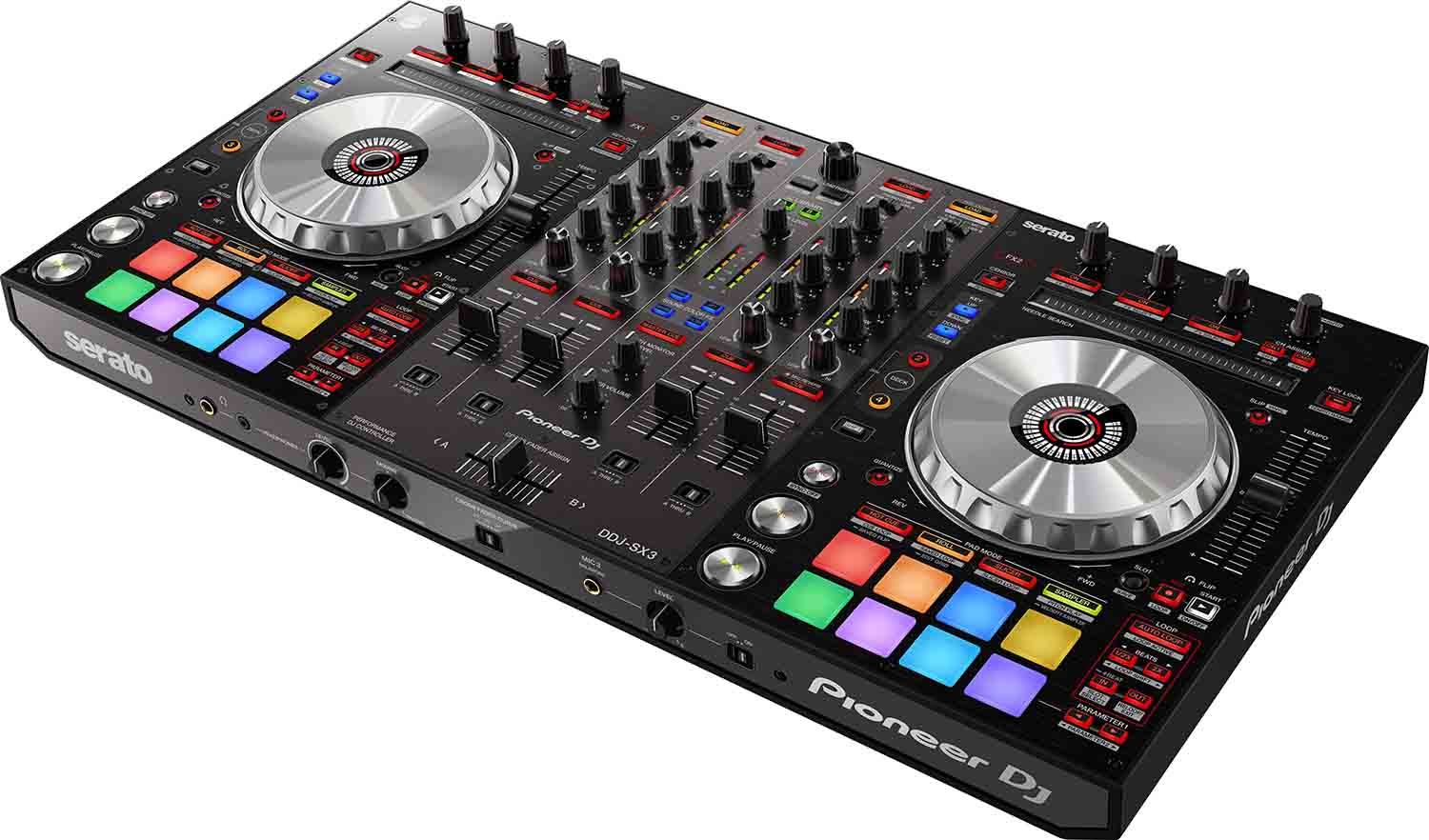 Magma DJ Package with MGA40982 Multi-Format DJ Workstation Case and Pioneer DDJ-SX3 DJ Controller for Serato DJ Pro - Hollywood DJ
