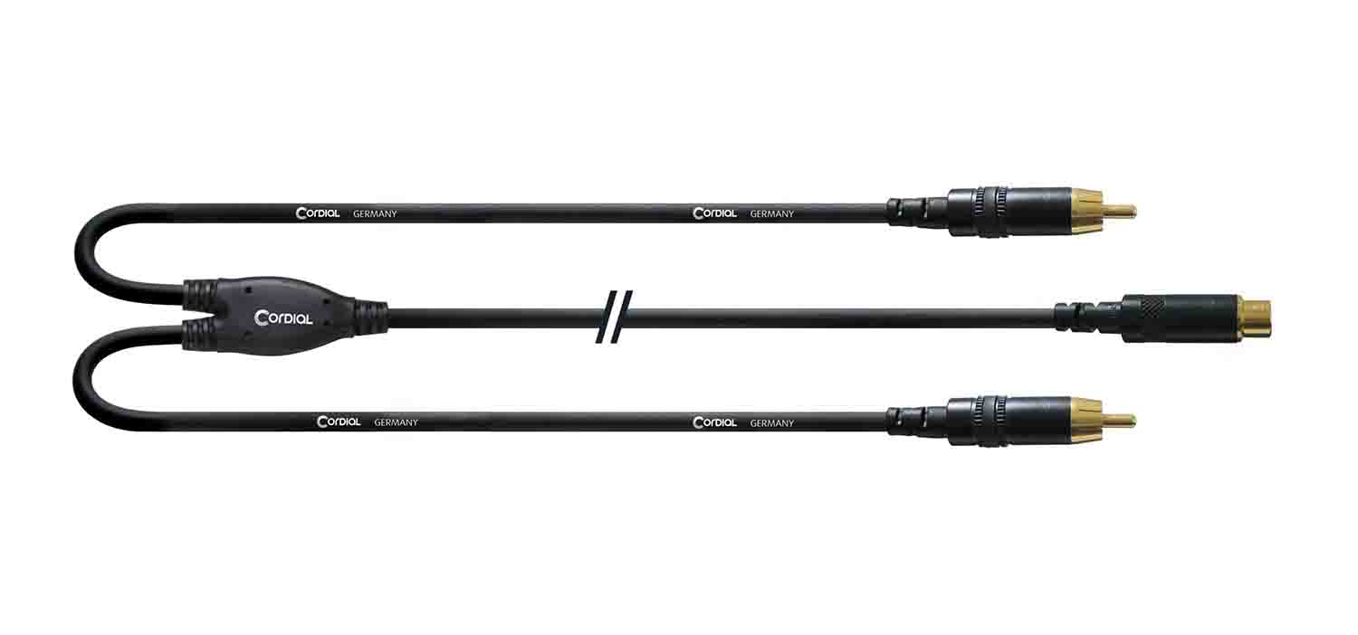 Cordial CFY0.3ECC, RCA Female to 2x RCA Male Y-Adapter Cable - 0.3 Meter - Hollywood DJ