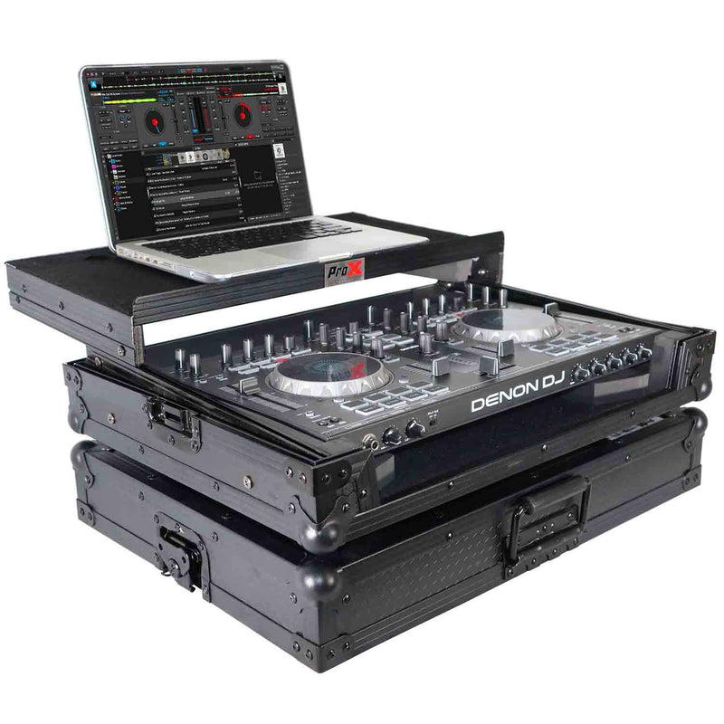 ProX X-DNMC4000LTBL, DJ Flight Case for Denon MC4000 Digital Controller with Laptop Shelf - Hollywood DJ