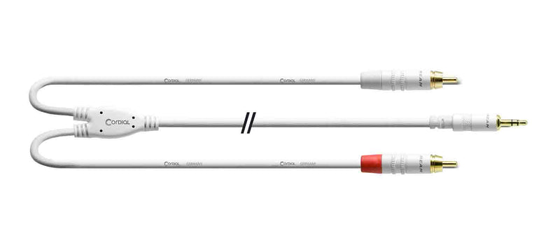 Cordial CFY WCC-SNOW, 1/8" Stereo Jack to Cinch Y-Adapter Cable White - Hollywood DJ