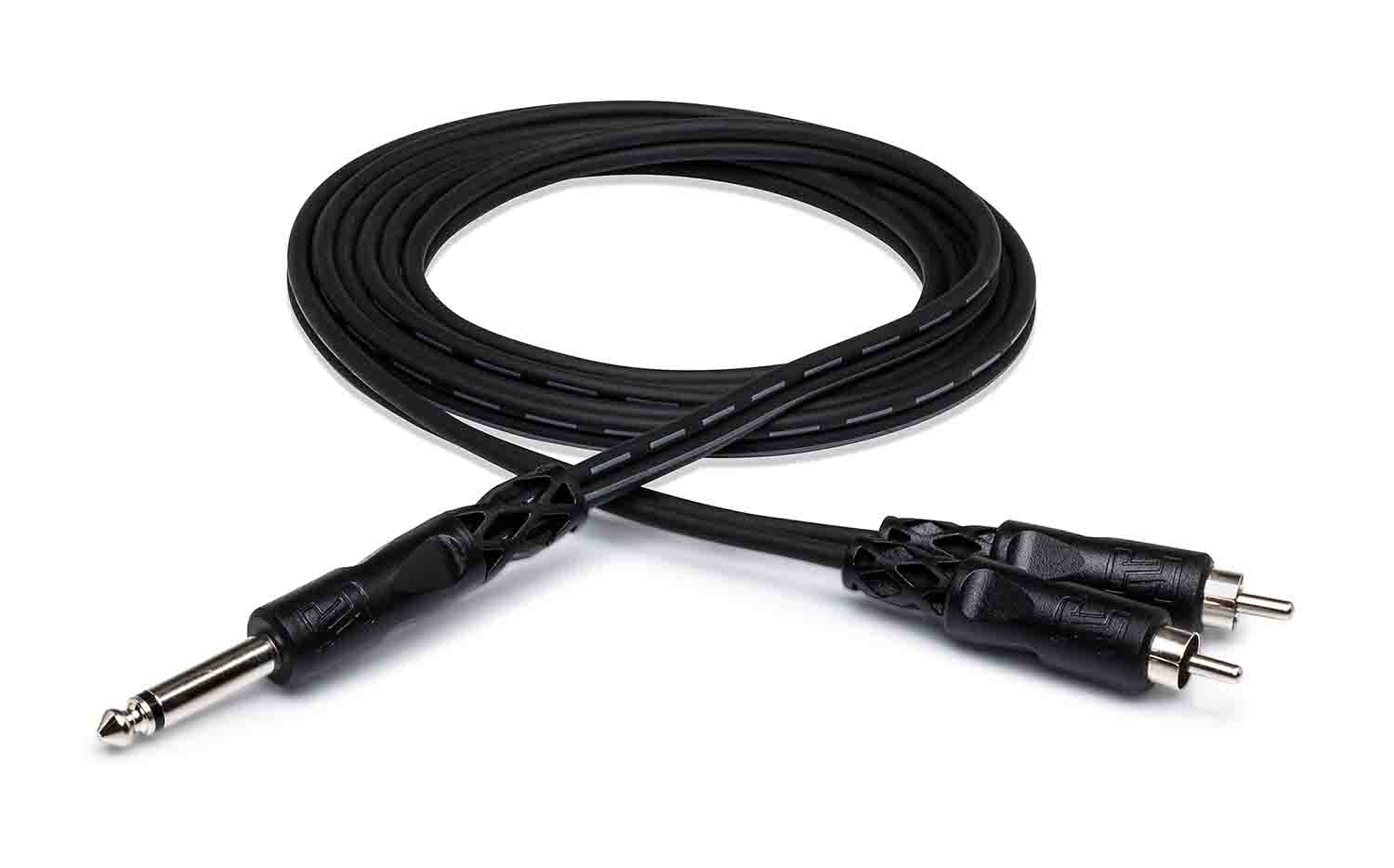 Hosa CYR-101, 1/4" TS Male to Dual RCA Male Y Cable - 1 Meter - Hollywood DJ
