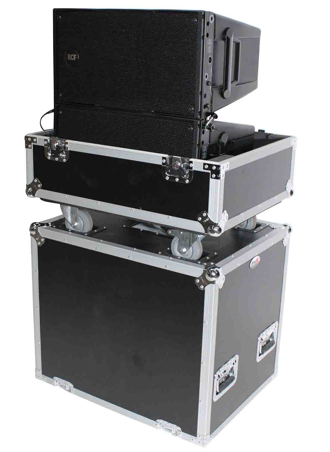 ProX X-RCF-HDL10AX2W Flight Case for 2x RCF HDL 10-A Line Array Speakers with 4-inch Wheels - Hollywood DJ