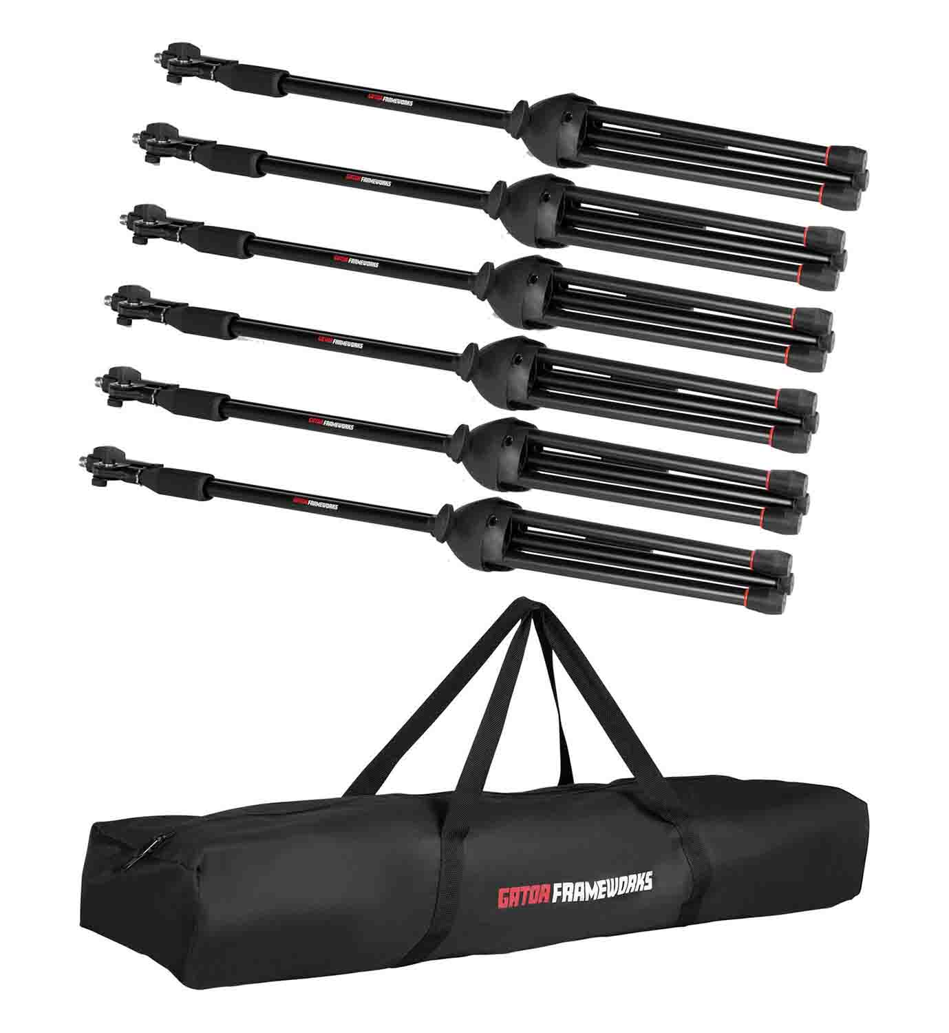 Gator GFW-MIC-6PACKBG Microphone Boom Stand with Carry Bag - 6 Pack - Hollywood DJ