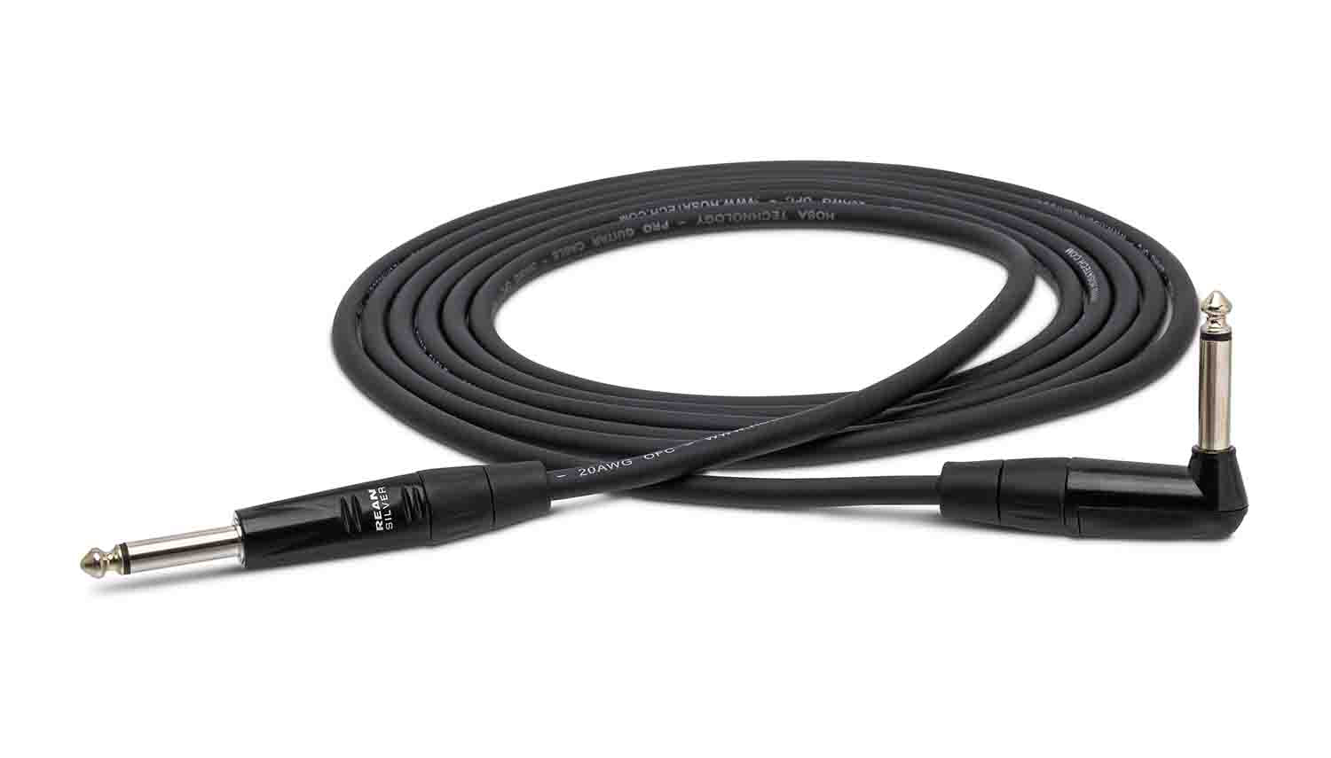 Hosa HGTR-010R, Straight to Right Angle Pro Guitar Cable - 10 Feet - Hollywood DJ