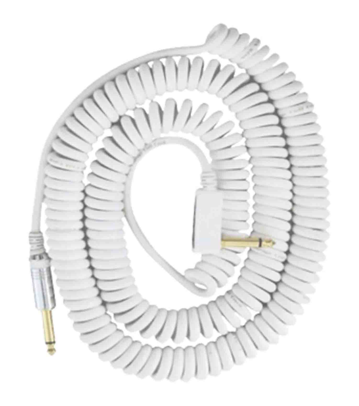 Korg Vintage Coiled Guitar Cable High-Quality 29.5' Cable with Mesh Bag - White - Hollywood DJ